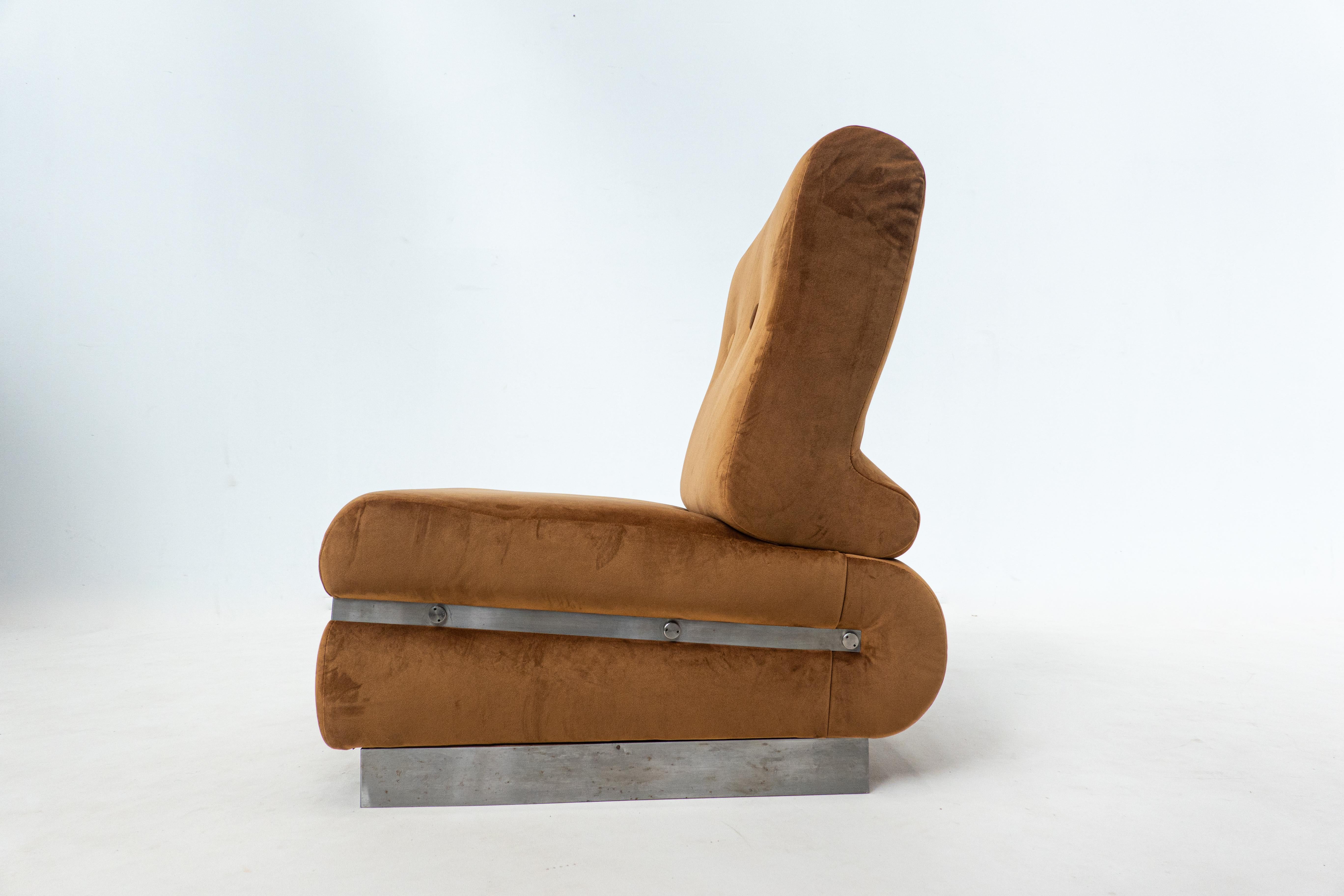 Mid-Century Modern Italian Modular Sofa, Original Brown Velvet, 1960s For Sale 1