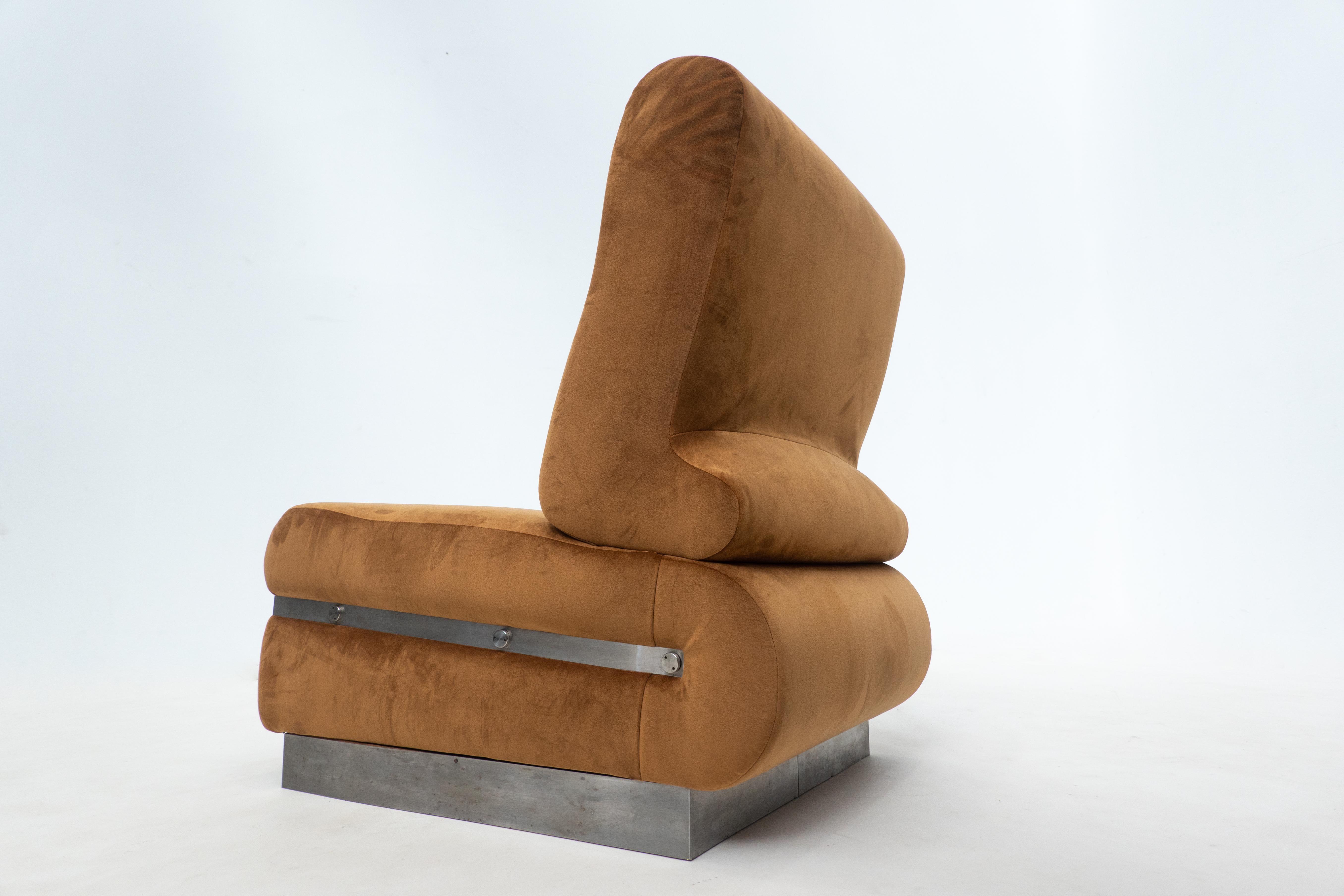 Mid-Century Modern Italian Modular Sofa, Original Brown Velvet, 1960s For Sale 3
