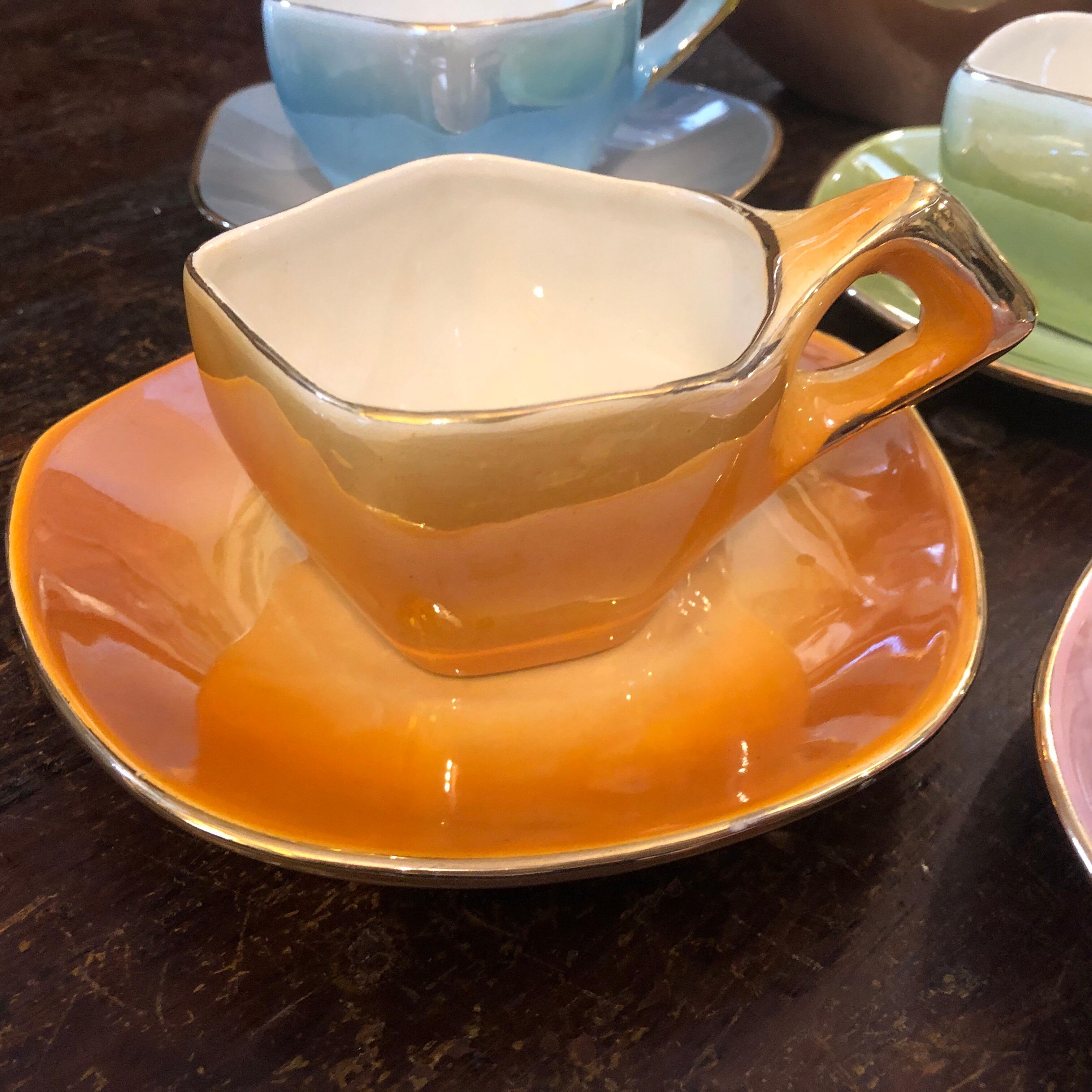 20th Century Mid-Century Modern Italian Multicolored Ceramic Tea Set, circa 1950