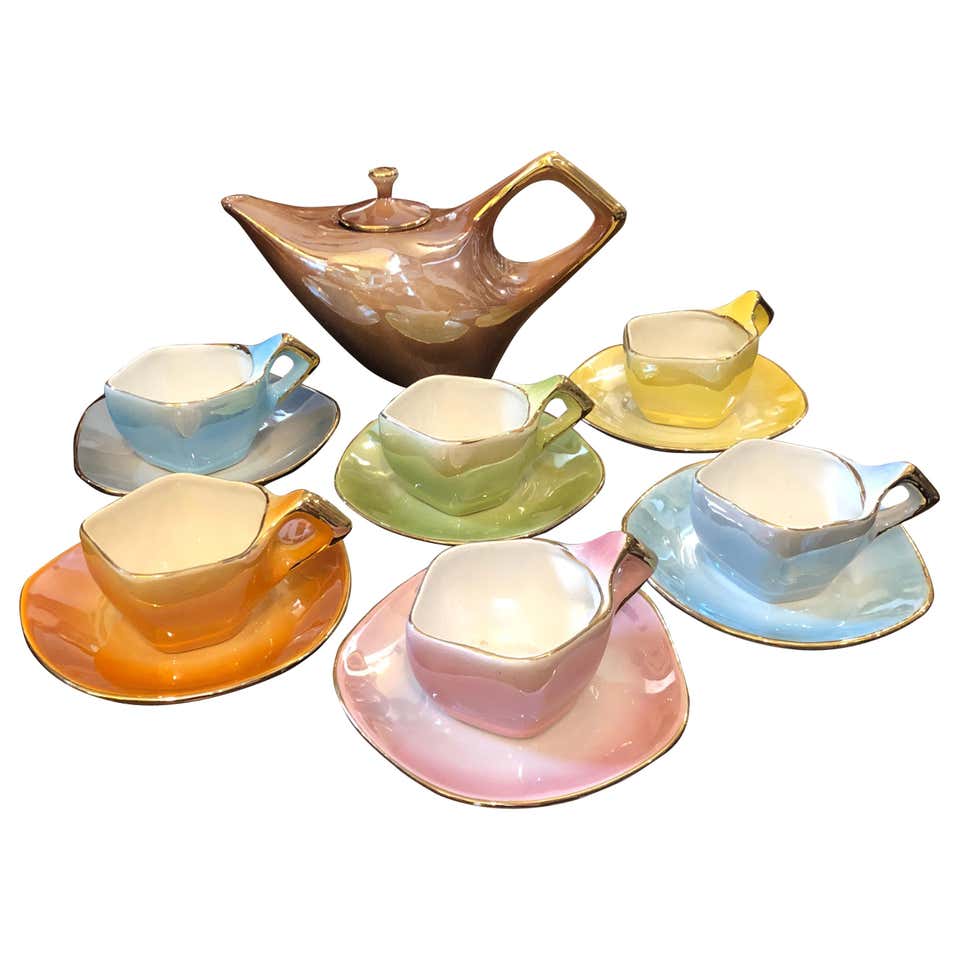 Mid-Century Modern Italian Multicolored Ceramic Tea Set, circa 1950 at ...