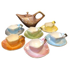 Mid-Century Modern Italian Multicolored Ceramic Tea Set, circa 1950