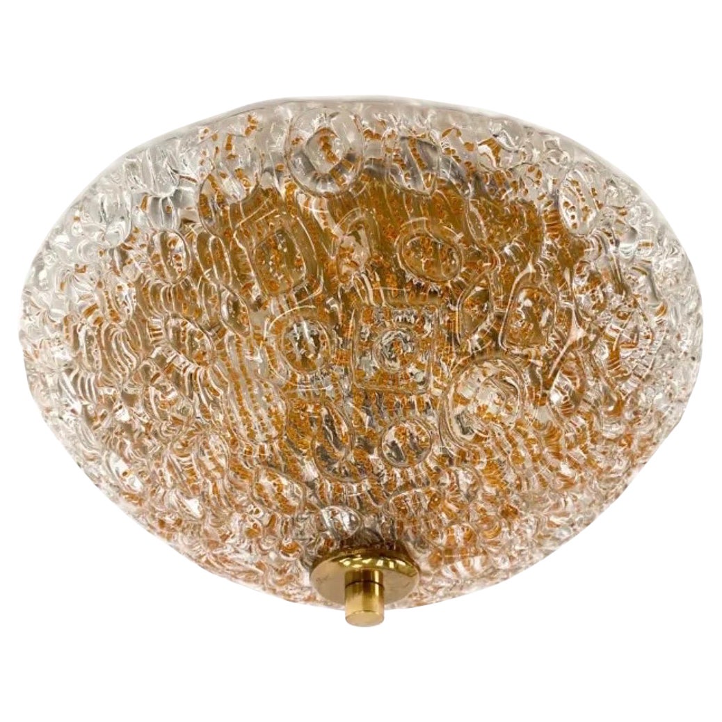 The Moderns Modern Italian Murano Art Glass Brass Flush Mount Light Fixture (luminaire encastré en laiton)