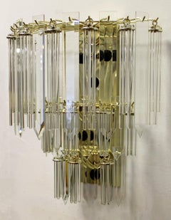 Mid-Century Modern Italian Murano Brass and Glass Wall Sconce, 1970s
