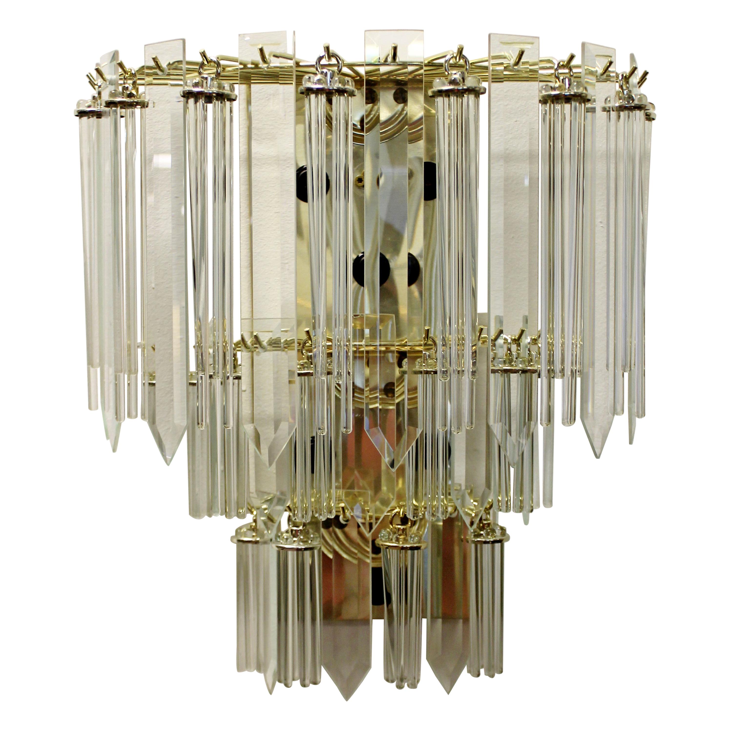 Mid-Century Modern Italian Murano Brass and Glass Wall Sconce, 1970s For Sale