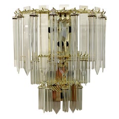 Vintage Mid-Century Modern Italian Murano Brass and Glass Wall Sconce, 1970s