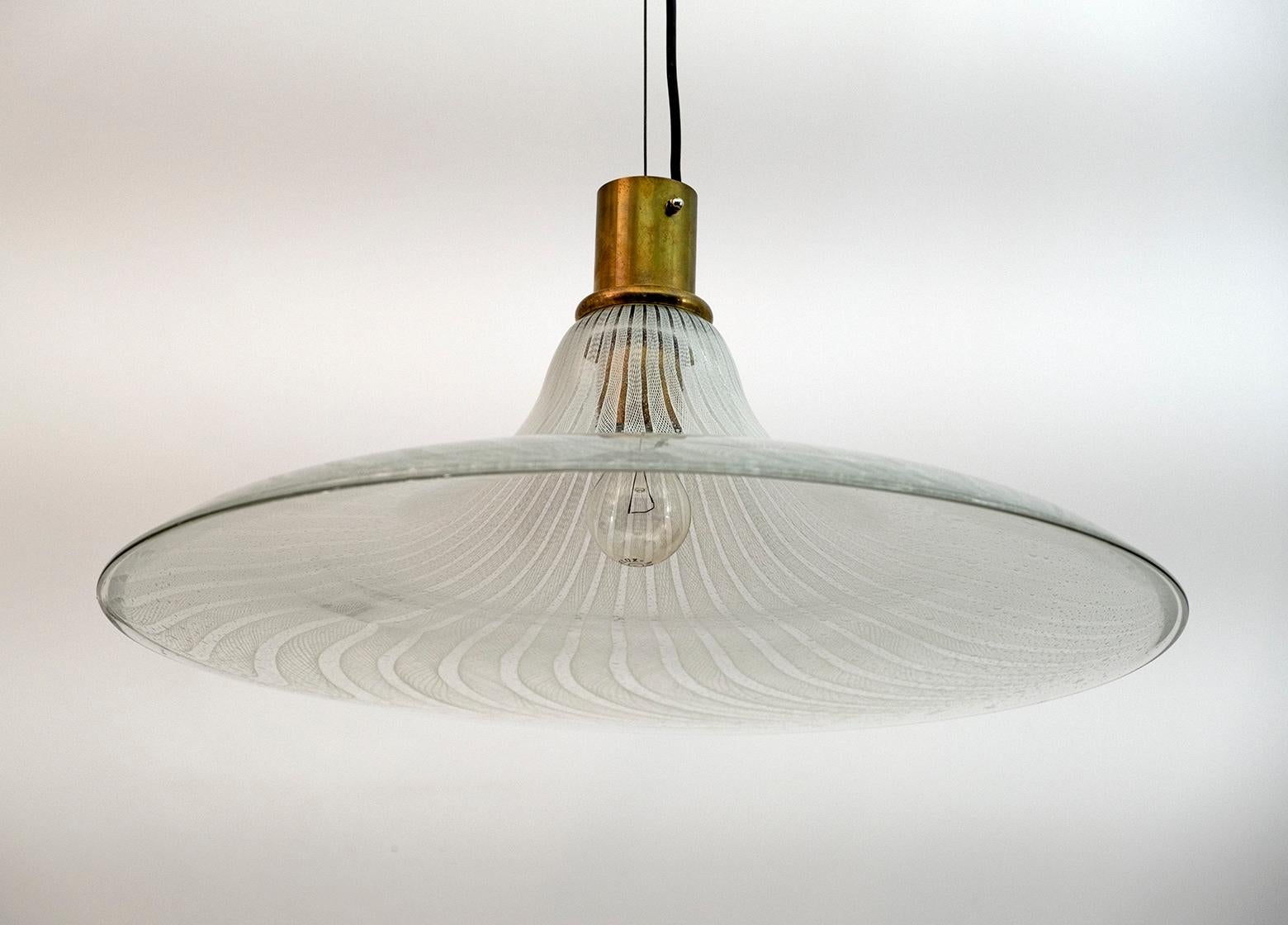 Late 20th Century Mid-Century Modern Italian Murano Bubbles Glass Pendant Lamp, 1970s For Sale