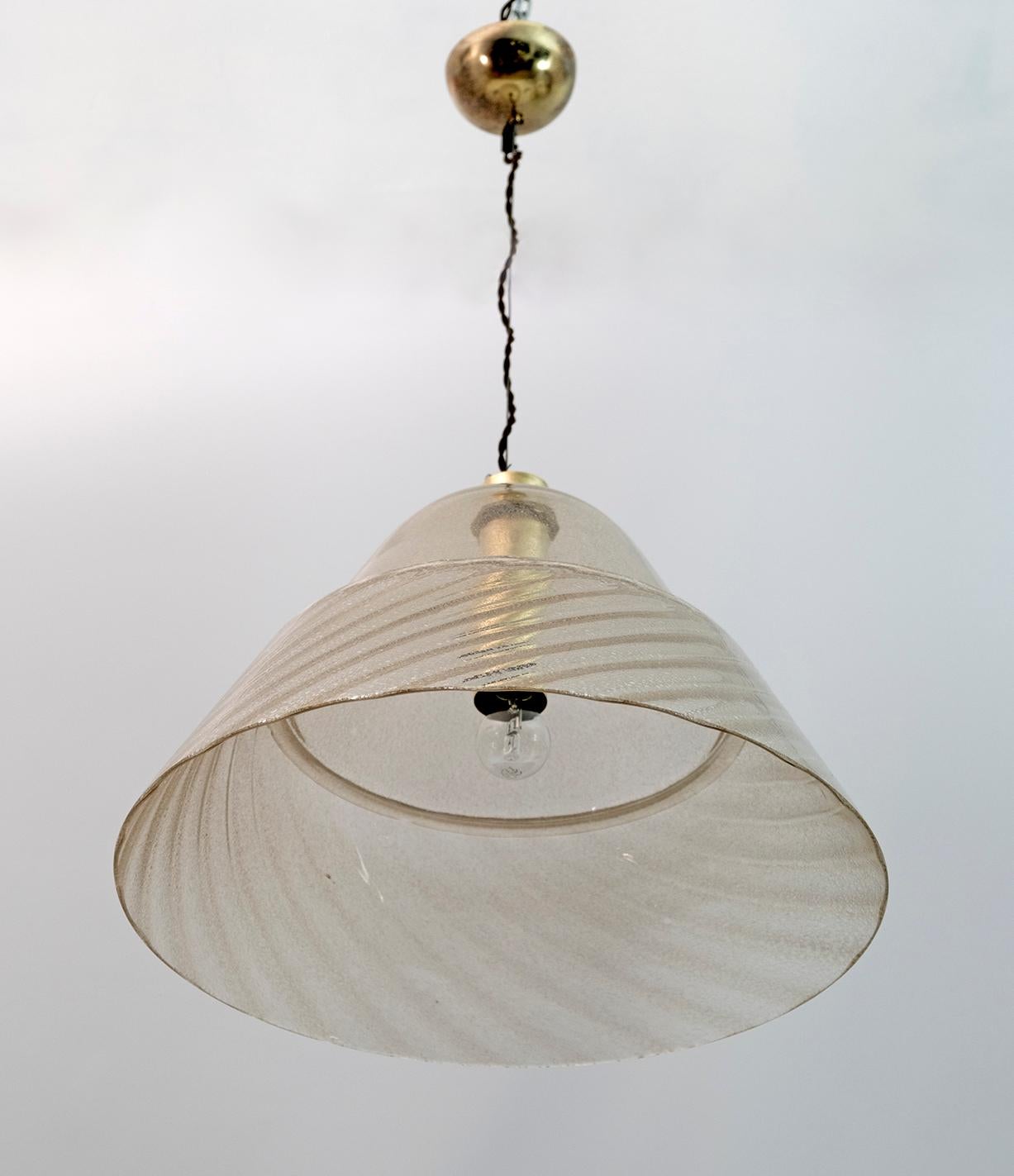 Brass Mid-Century Modern Italian Murano Bubbles Glass Pendant Lamp, 1970s For Sale