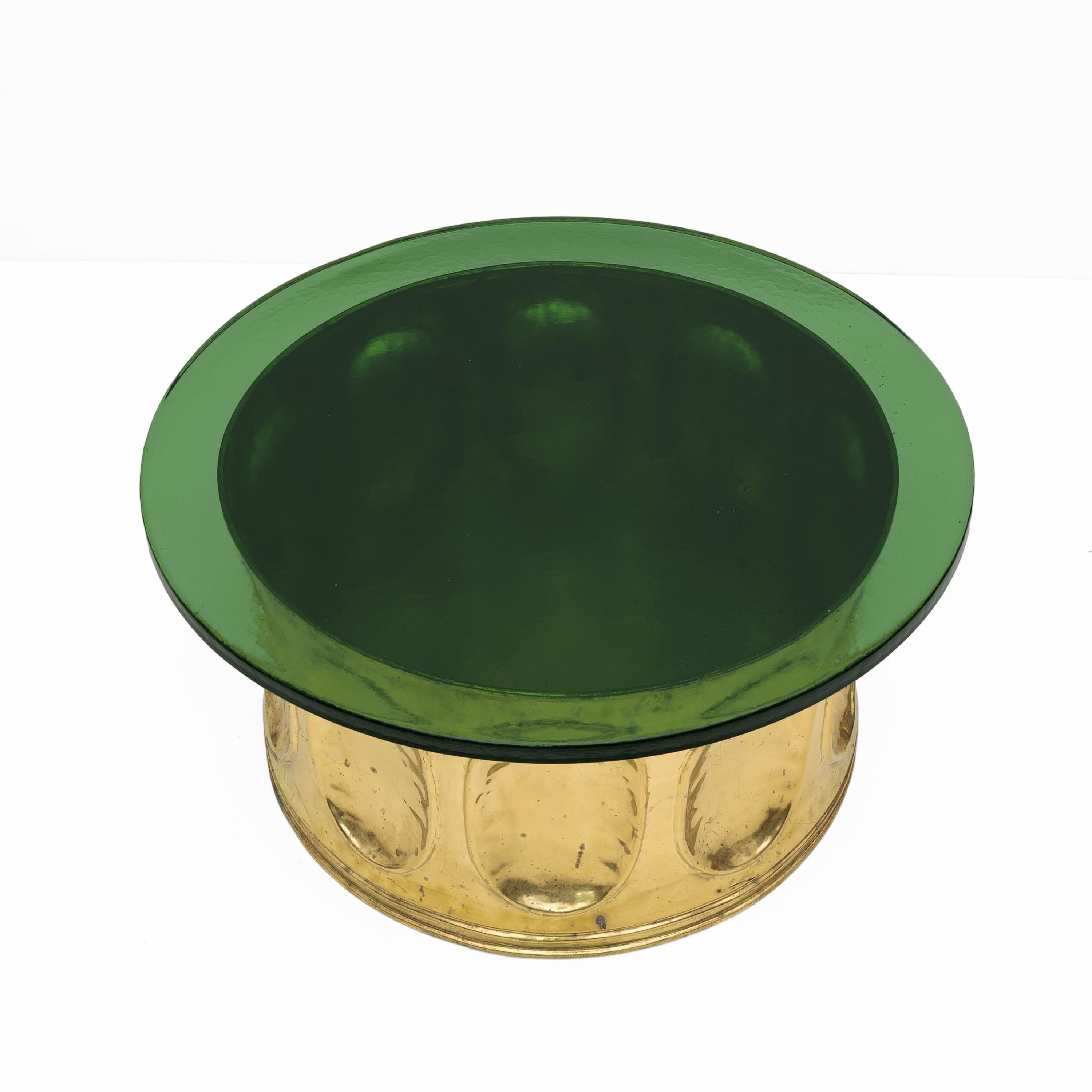 Italian Table basse en verre de Murano et laiton, Italie, milieu du siècle dernier, 1970 en vente