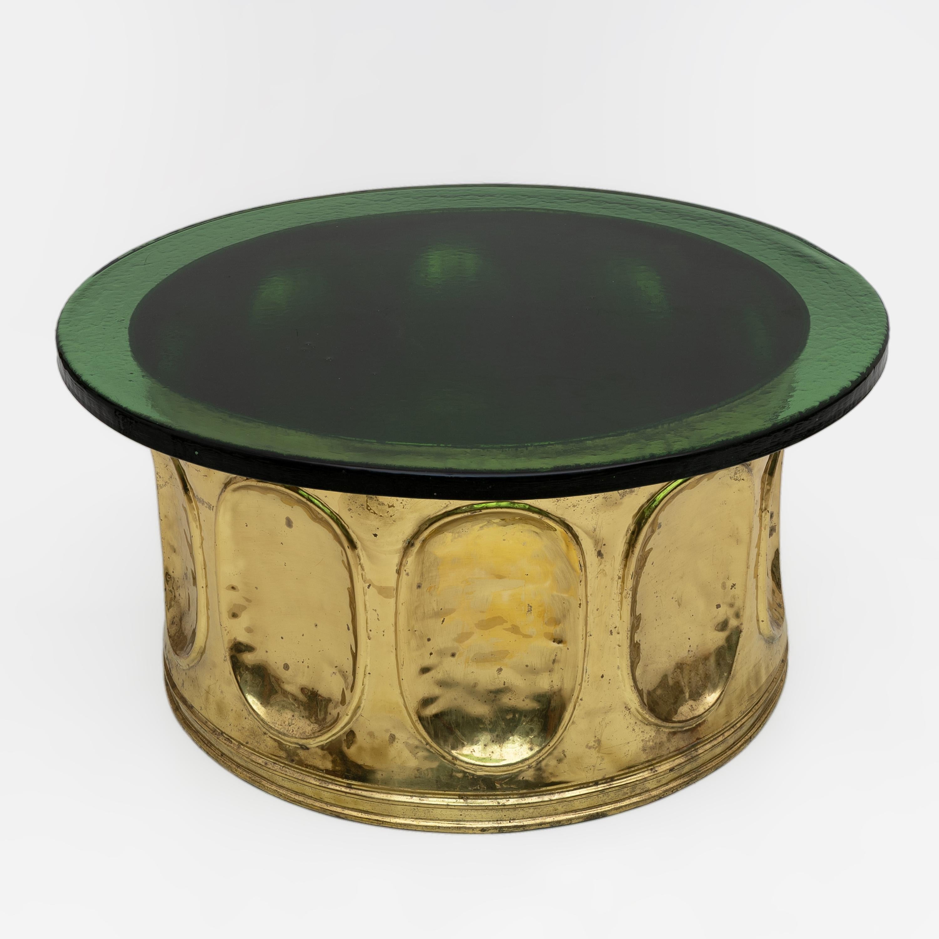 Table basse en verre de Murano et laiton, Italie, milieu du siècle dernier, 1970 Bon état - En vente à Puglia, Puglia