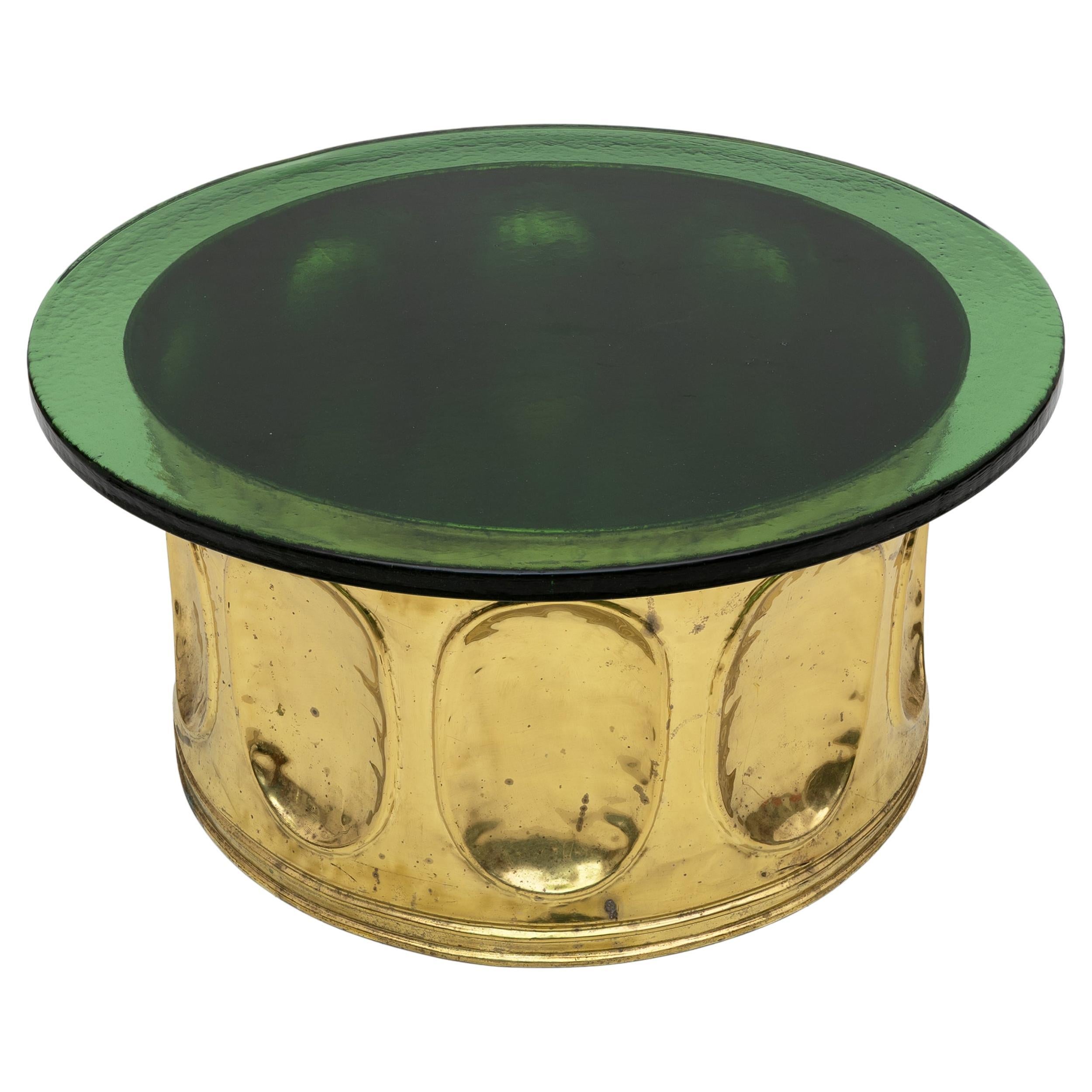 Mid-century Modern Italian Murano Glass and Brass Coffee Table, 1970s