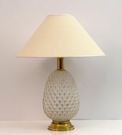 Mid-Century Modern Italian Murano Glass and Brass "Pineapple" Table Lamp, 1970s