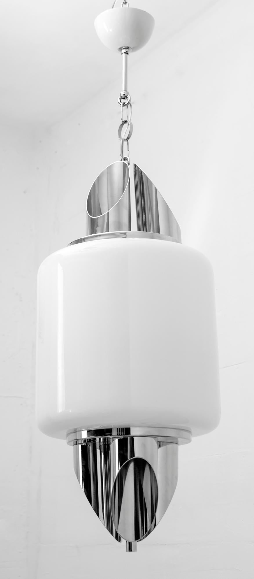 Moderne italienische Deckenleuchte aus Muranoglas und Chrom aus der Mitte des Jahrhunderts, Selenova, 1970er Jahre (Moderne der Mitte des Jahrhunderts) im Angebot