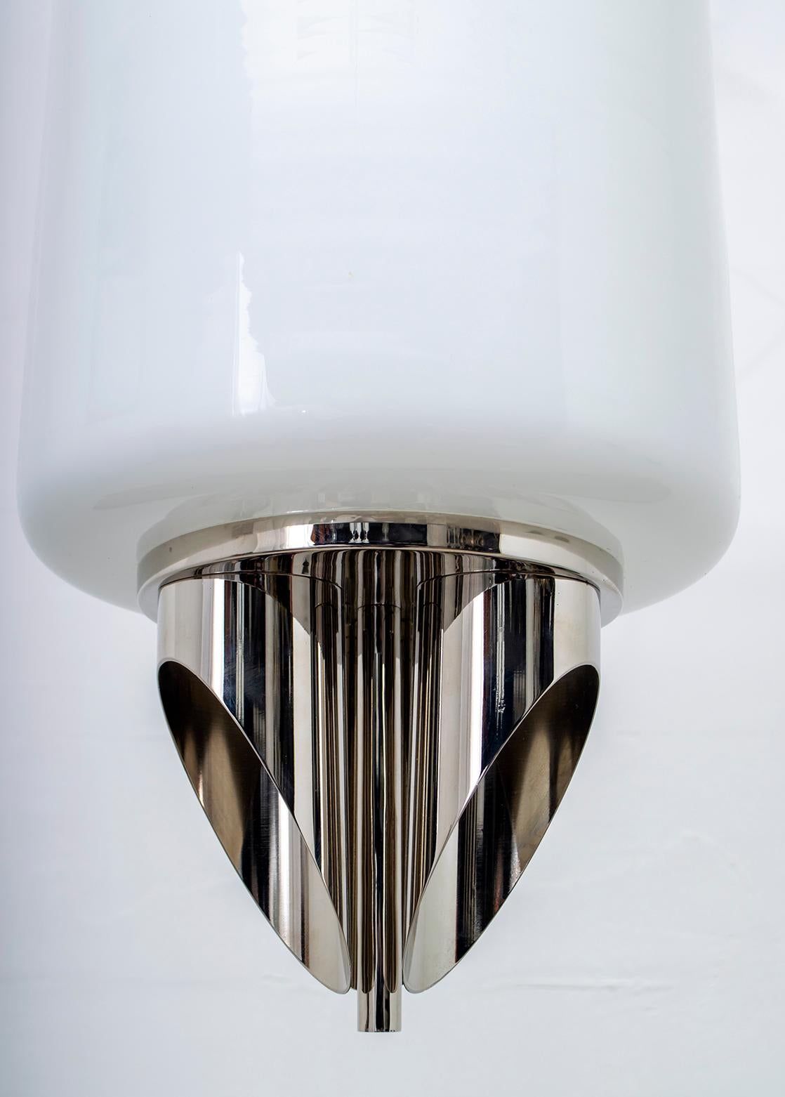 Mid-Century Modern Italian Murano Glass and Chrome Ceiling Lamp, Selenova, 1970s For Sale 2