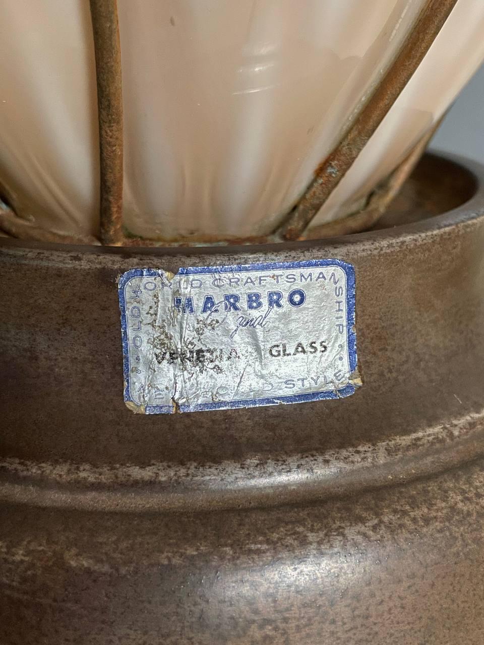 Lámpara de mesa italiana de mediados de siglo de cristal de Murano y latón by Marbro en venta 3