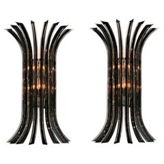 Mid-Century Modern Italian Murano Glass Curved Sconces, Hand Blown