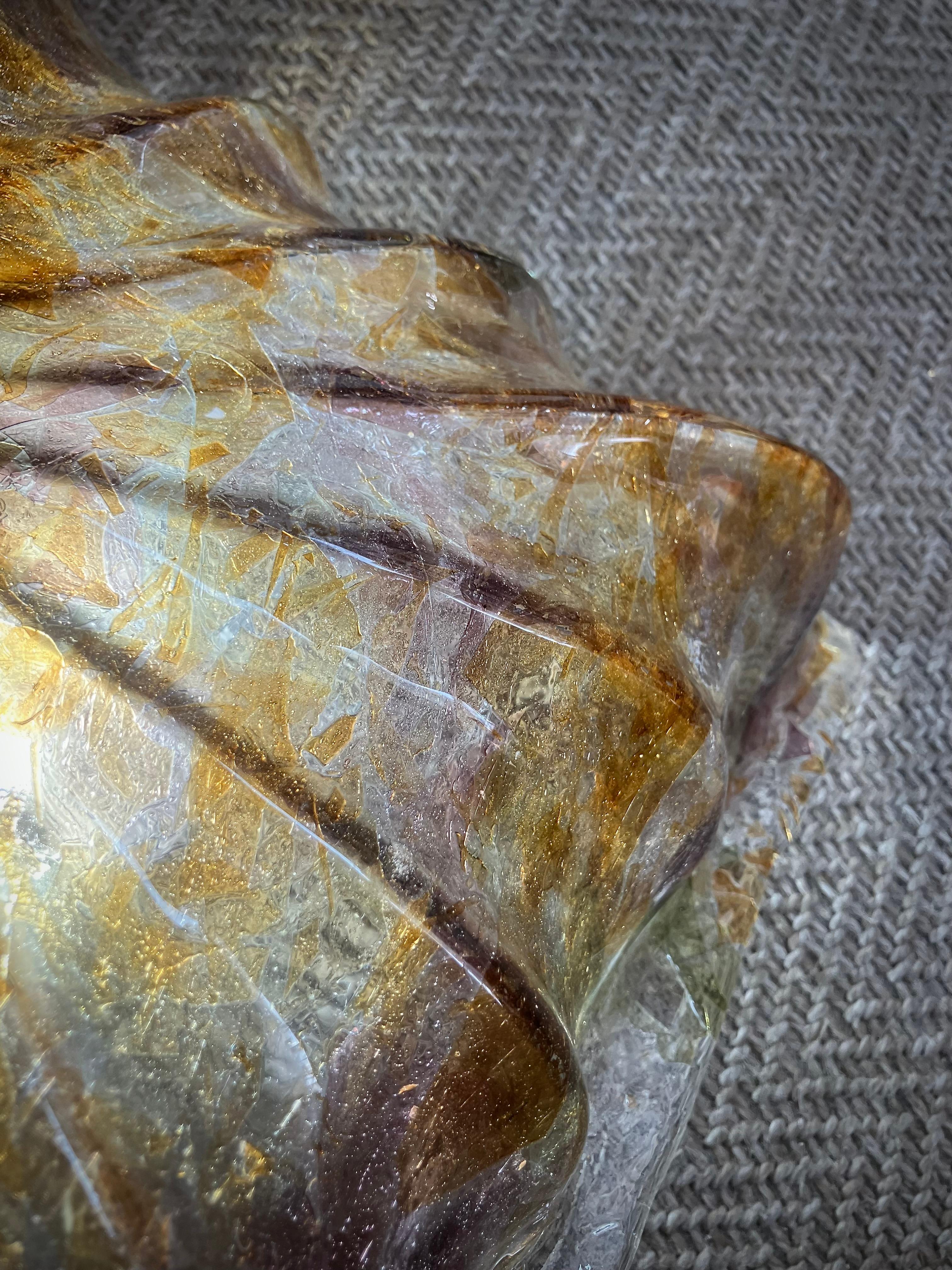 Apliques o lámparas de techo de cristal de Murano italiano de mediados de siglo La Murrina Tallado a mano en venta