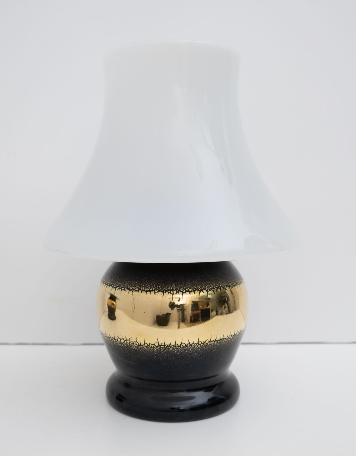 Late 20th Century Mid-Century Modern Italian Murano Glass Mushroom Table Lamps, 1970s, Pair For Sale