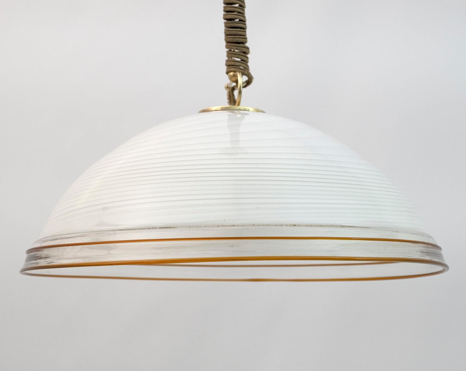 Brass Mid-Century Modern Italian Murano Glass Pendant Lamp by 4 Vetri Murano, 1970s