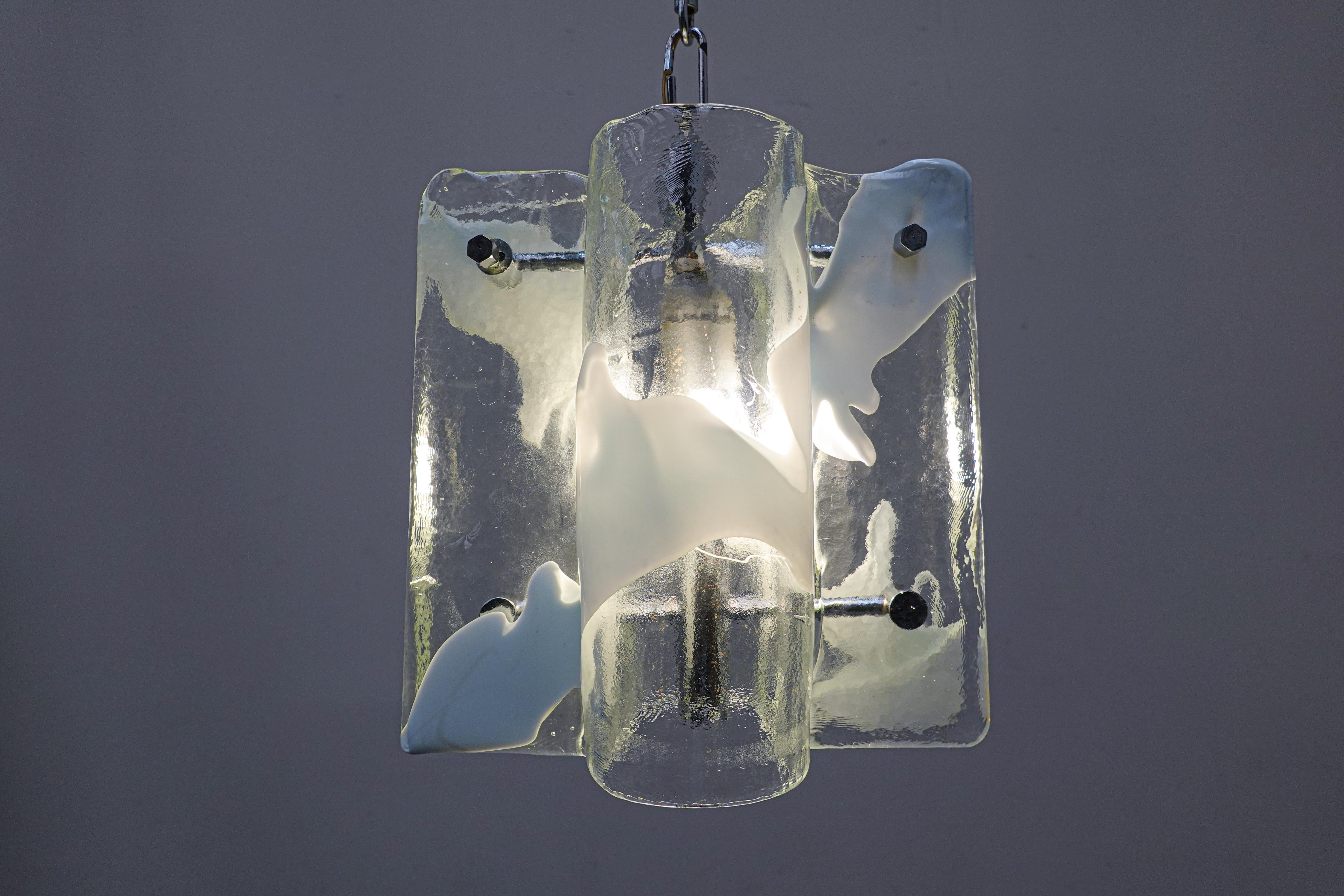 Mid-Century Modern Italian Murano Glass Suspension by Mazzega, 1960s For Sale 3