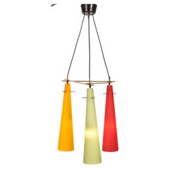 Mid-Century Modern Italian Murano Glass Tricolour Pendant Lamp, 1950