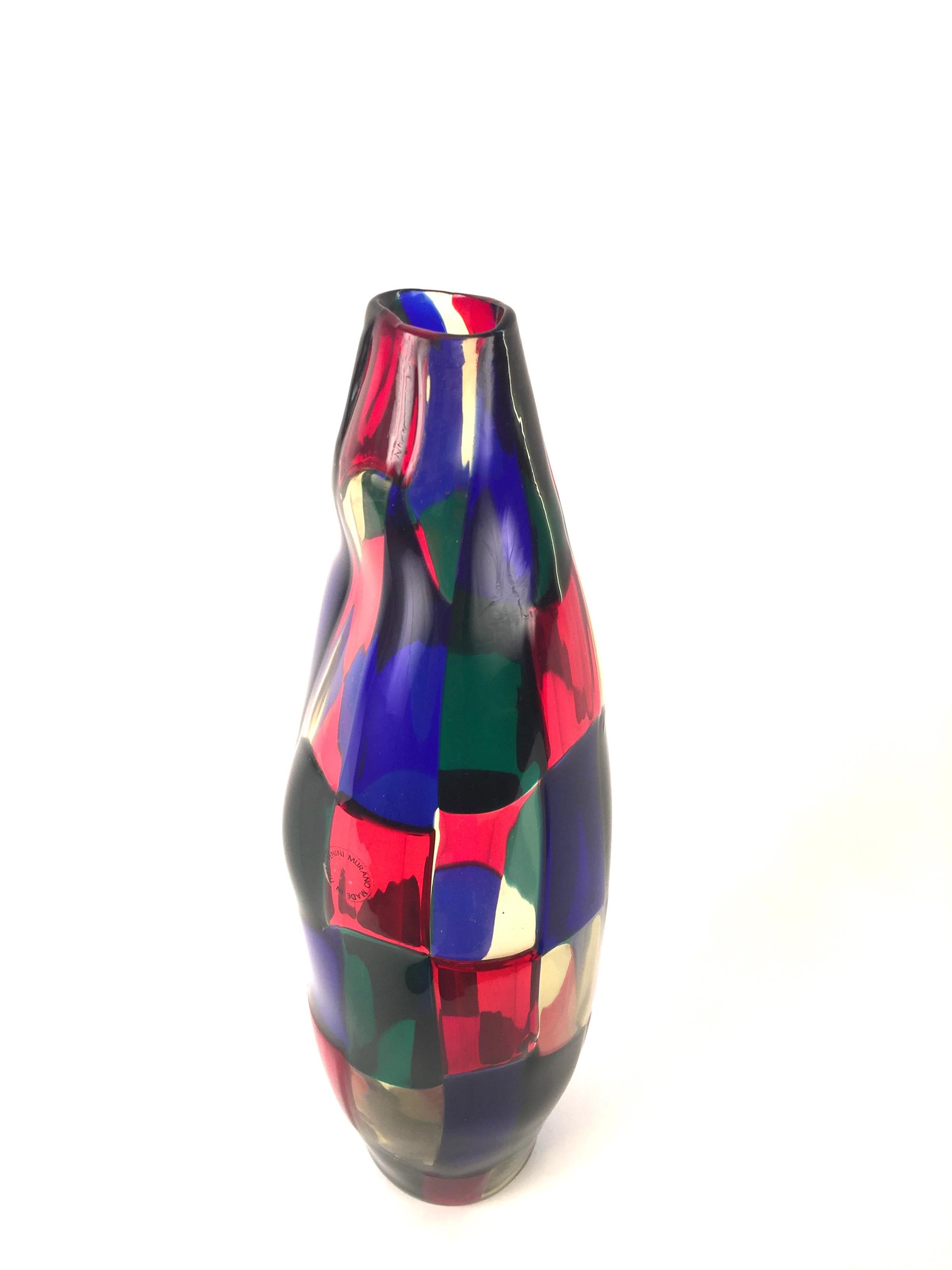 Vase italien moderne du milieu du siècle dernier en verre de Murano, modèle Pezzato par Fulvio Bianconi en vente 4