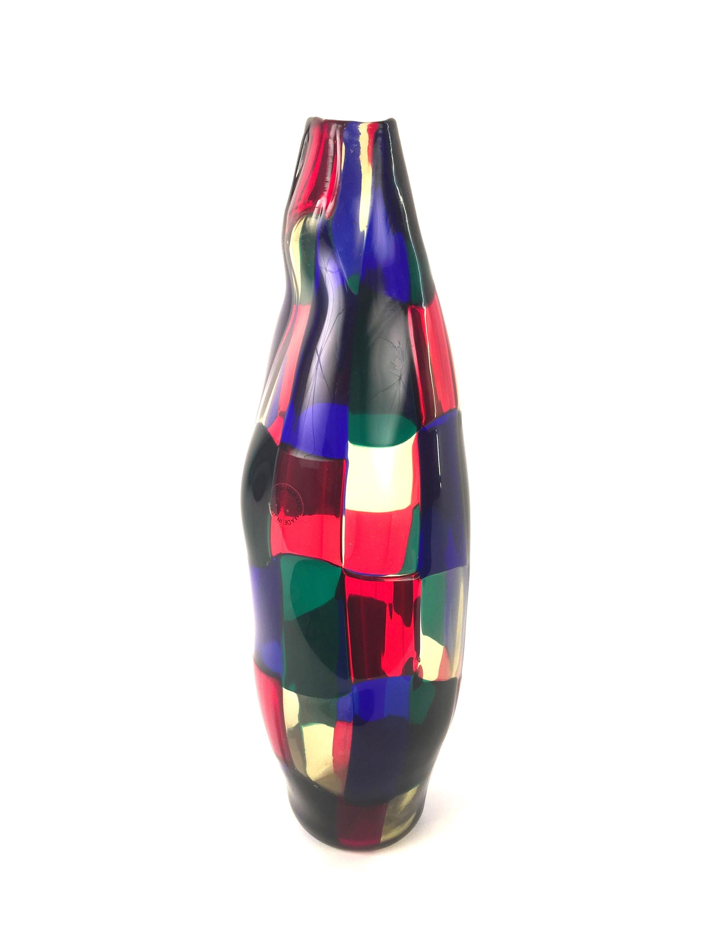 Vase italien moderne du milieu du siècle dernier en verre de Murano, modèle Pezzato par Fulvio Bianconi en vente 5