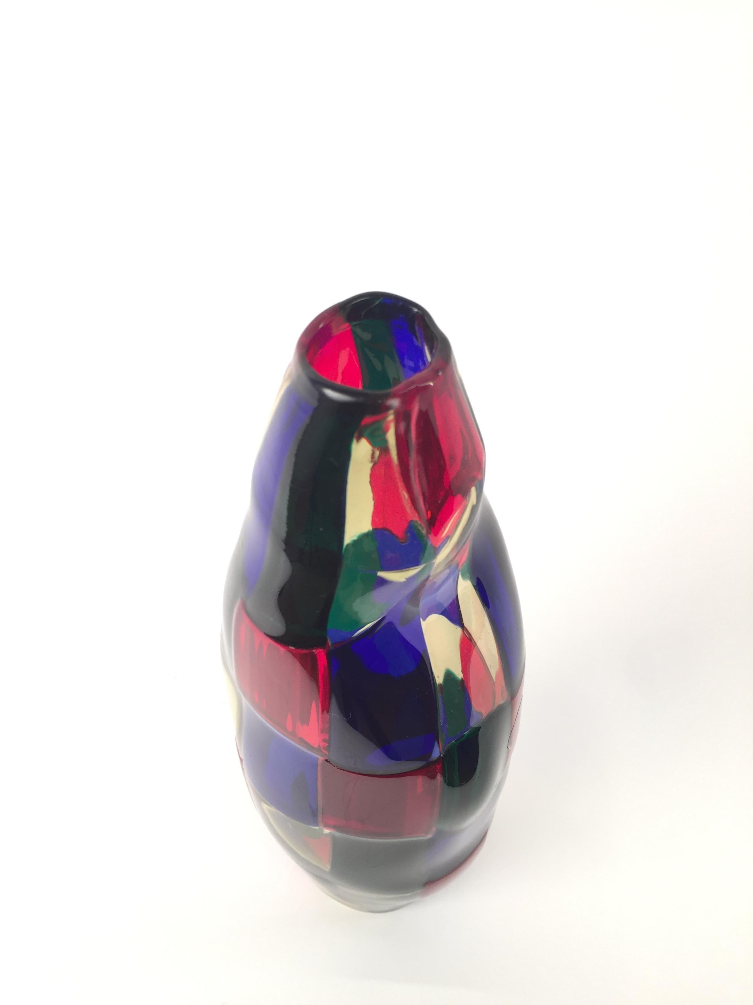 Mid-Century Modern Italian Murano Glass Vase Model Pezzato by Fulvio Bianconi For Sale 6