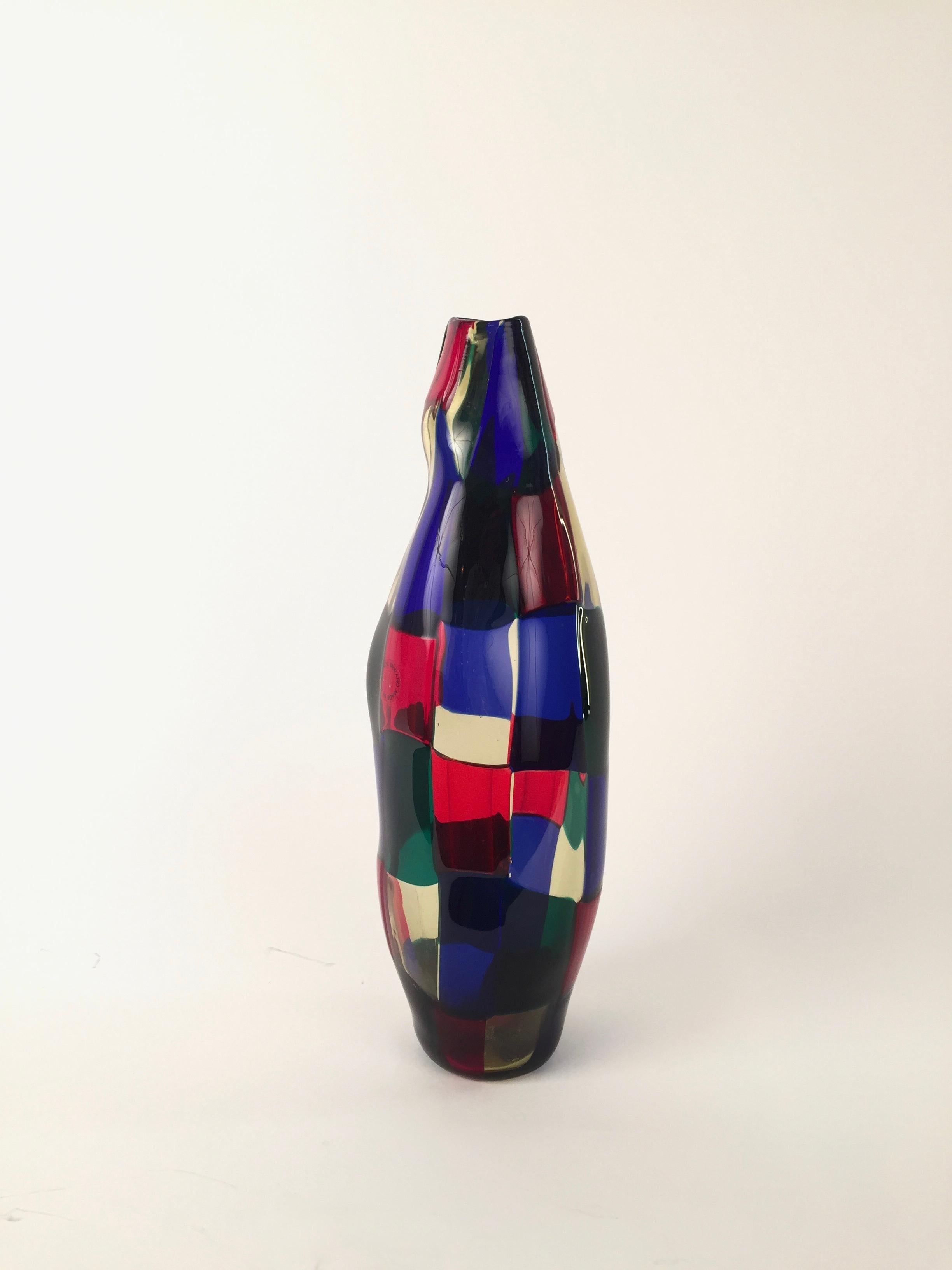 Vase italien moderne du milieu du siècle dernier en verre de Murano, modèle Pezzato par Fulvio Bianconi Bon état - En vente à Madrid, ES