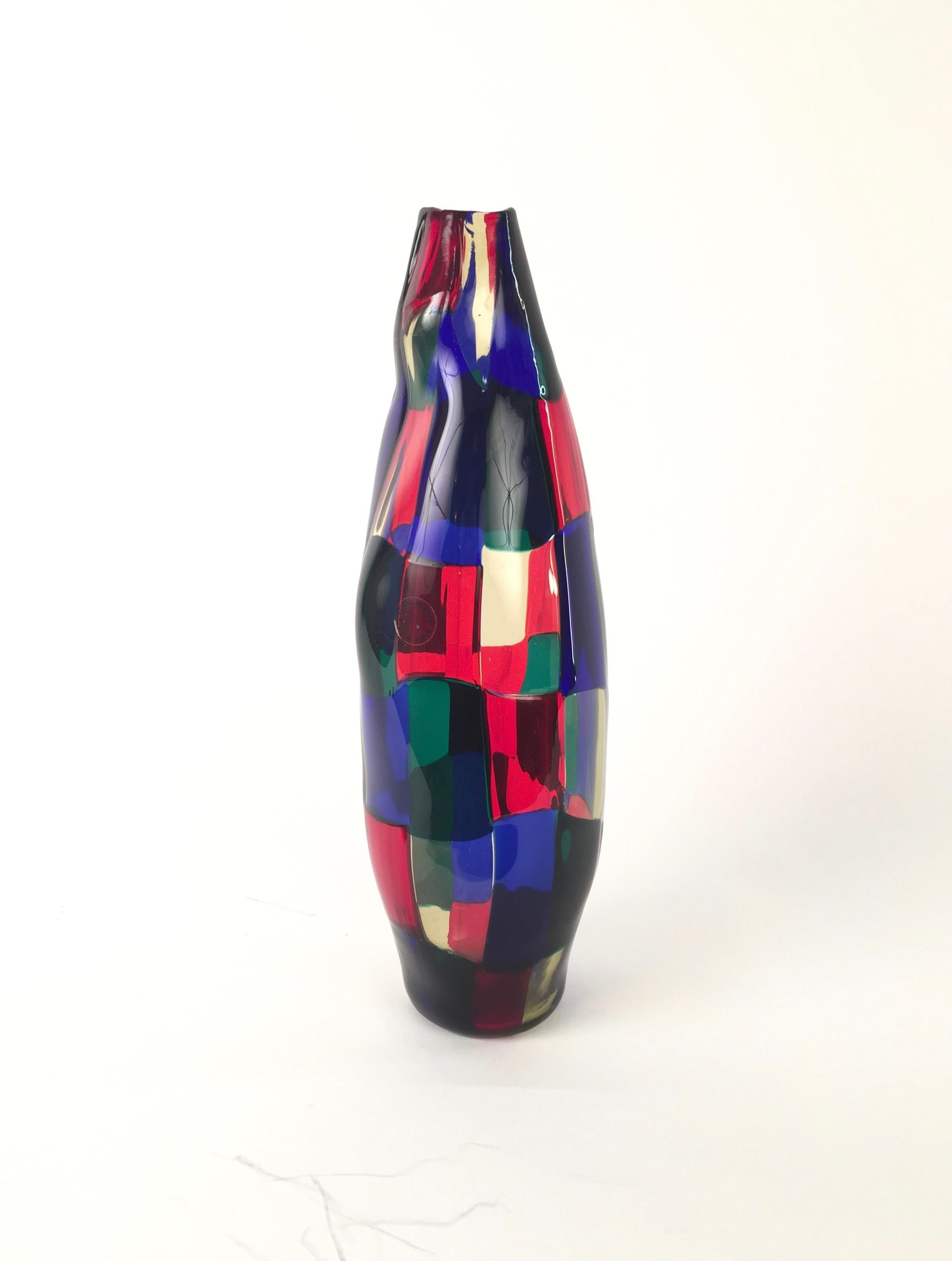 Mid-Century Modern Italian Murano Glass Vase Model Pezzato by Fulvio Bianconi In Good Condition For Sale In Madrid, ES