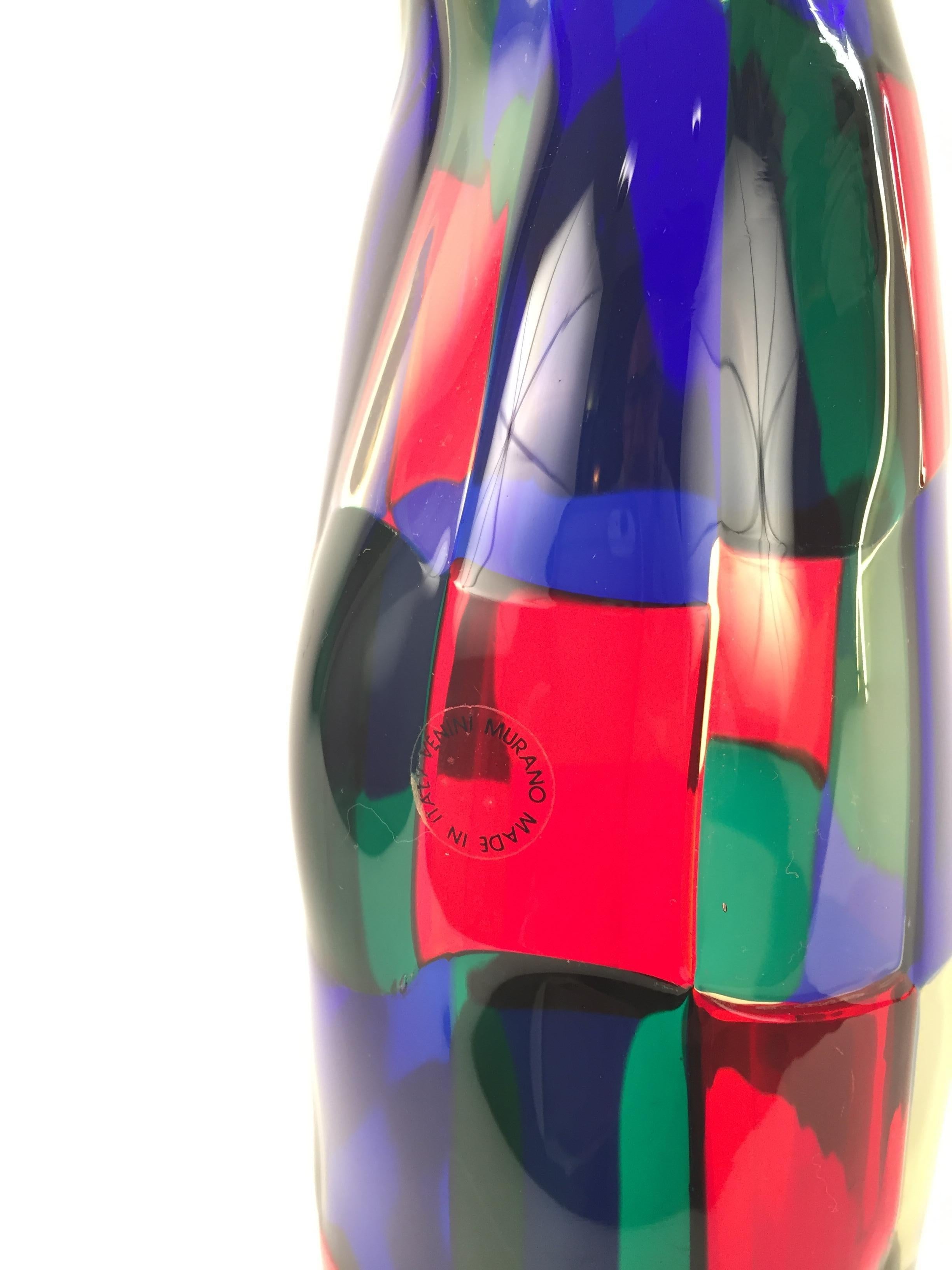 Verre Vase italien moderne du milieu du siècle dernier en verre de Murano, modèle Pezzato par Fulvio Bianconi en vente