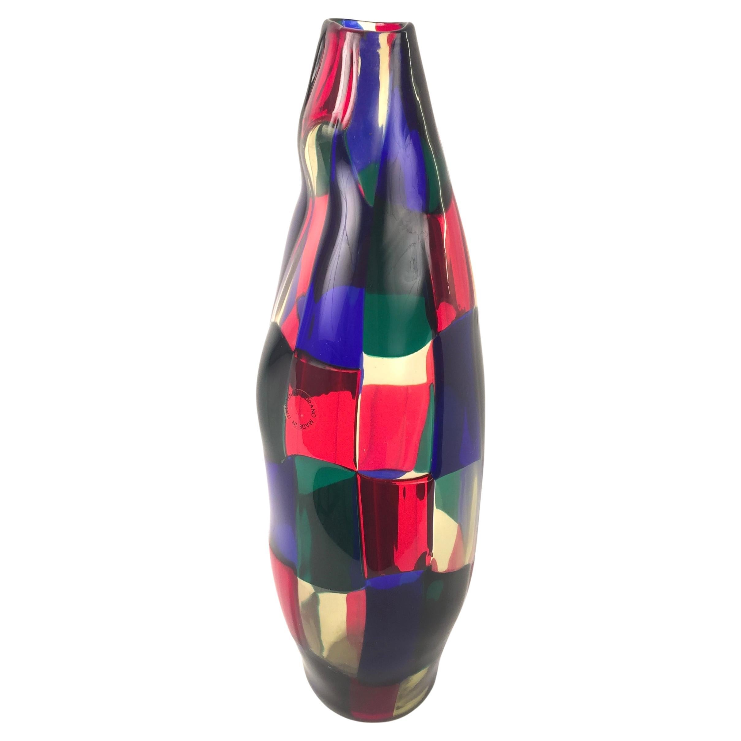 Mid-Century Modern Italian Murano Glass Vase Model Pezzato by Fulvio Bianconi For Sale