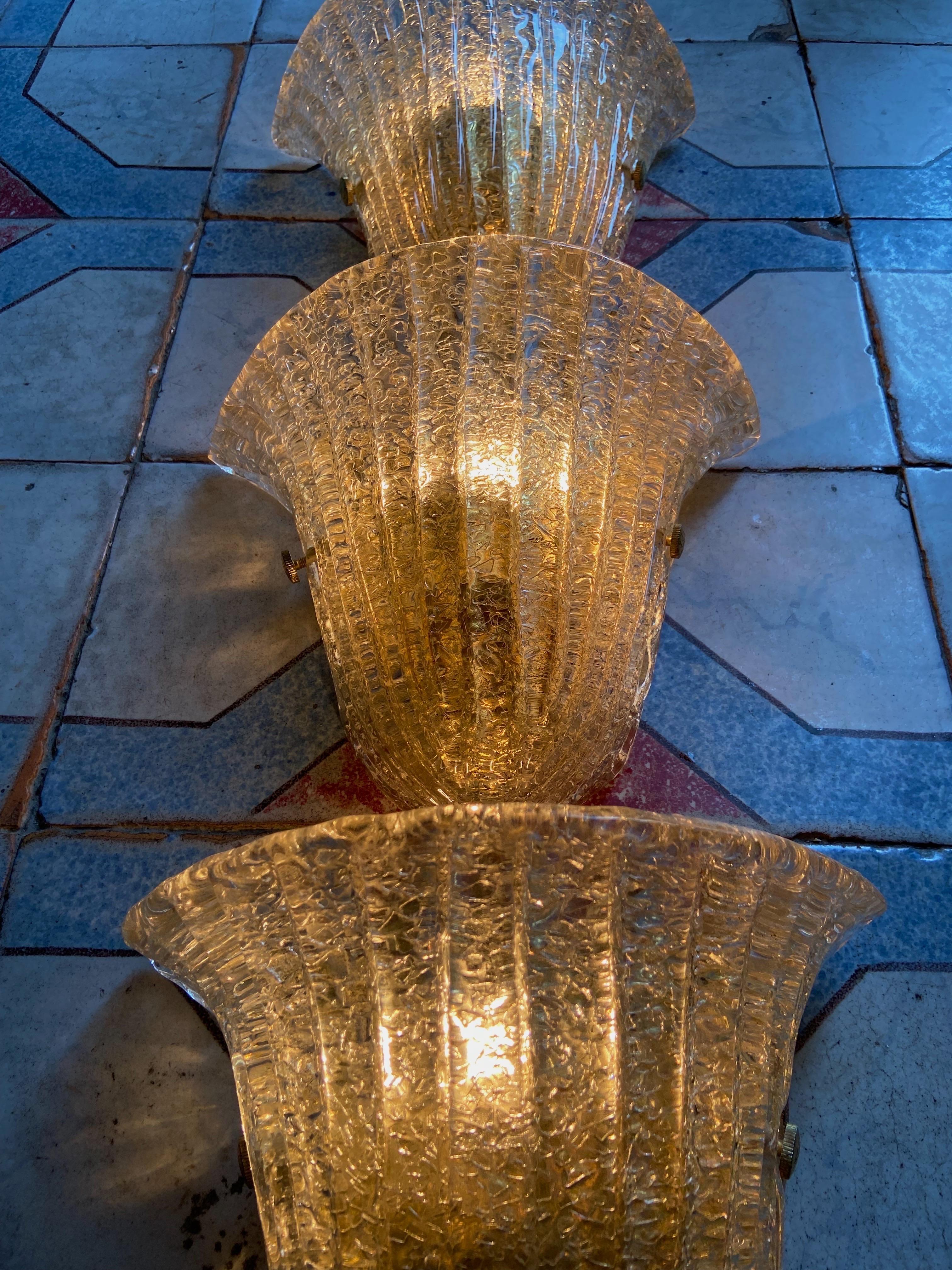 Metal Mid-Century Modern Italian Murano Glass wall lights by Barovier & Toso