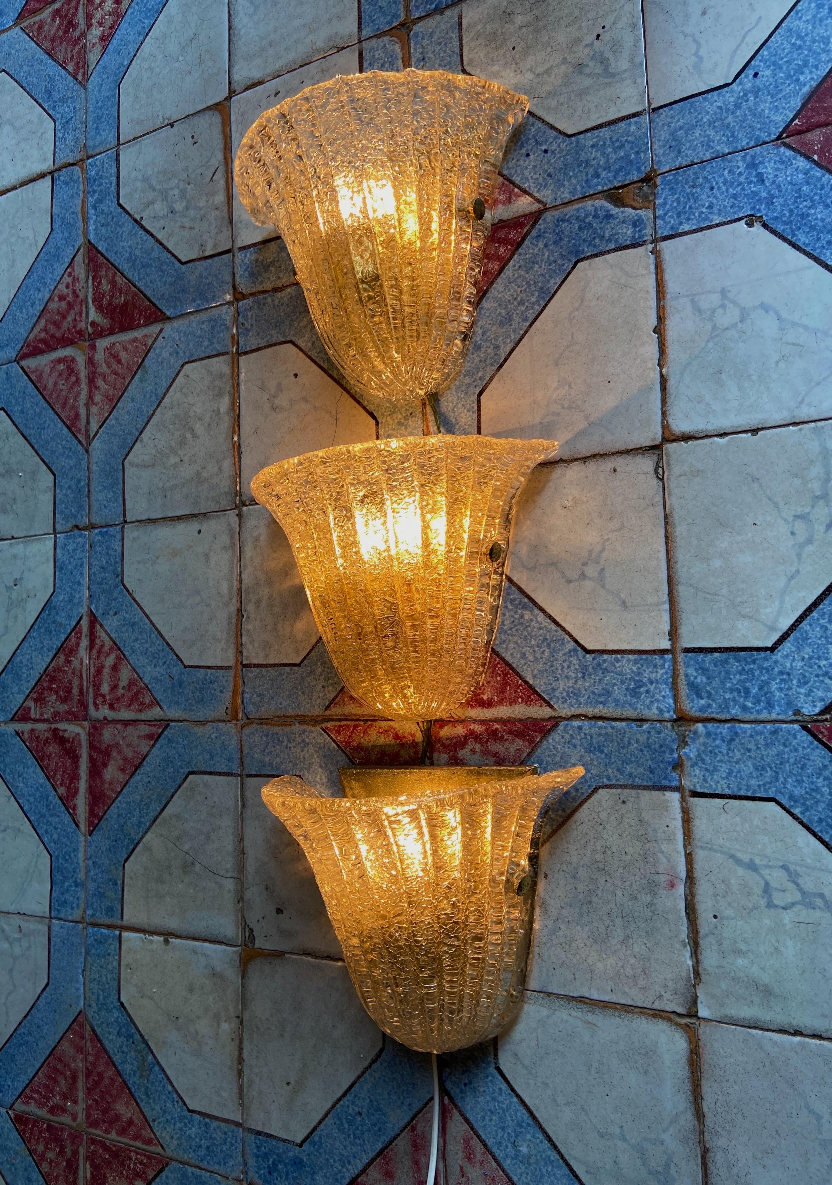 Mid-Century Modern Italian Murano Glass wall lights by Barovier & Toso 1