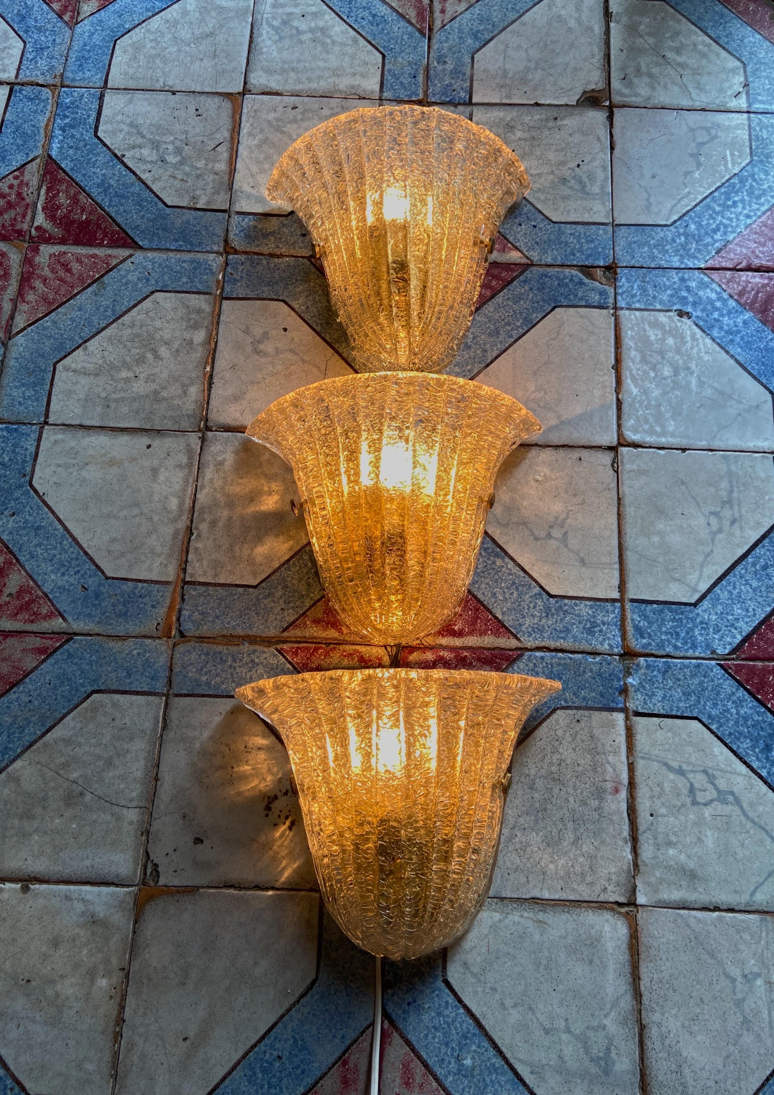 Mid-Century Modern Italian Murano Glass wall lights by Barovier & Toso 2
