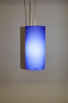 Mid-Century Modern Italian Murano Hand Blown Blue Glass Pendant Lamp