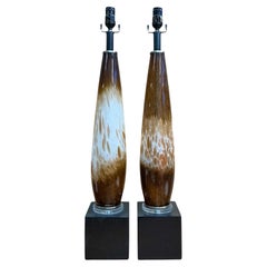 Mid-Century Modern Italian Murano Hand Blown Glass Table Lamps - Pair