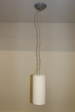 Mid-Century Modern Italian Murano Hand Blown White Glass Pendant Lamp