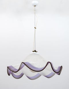 Mid-Century Modern Italian Murano Silver Leaf Glass Pendant Lamp, 1970s