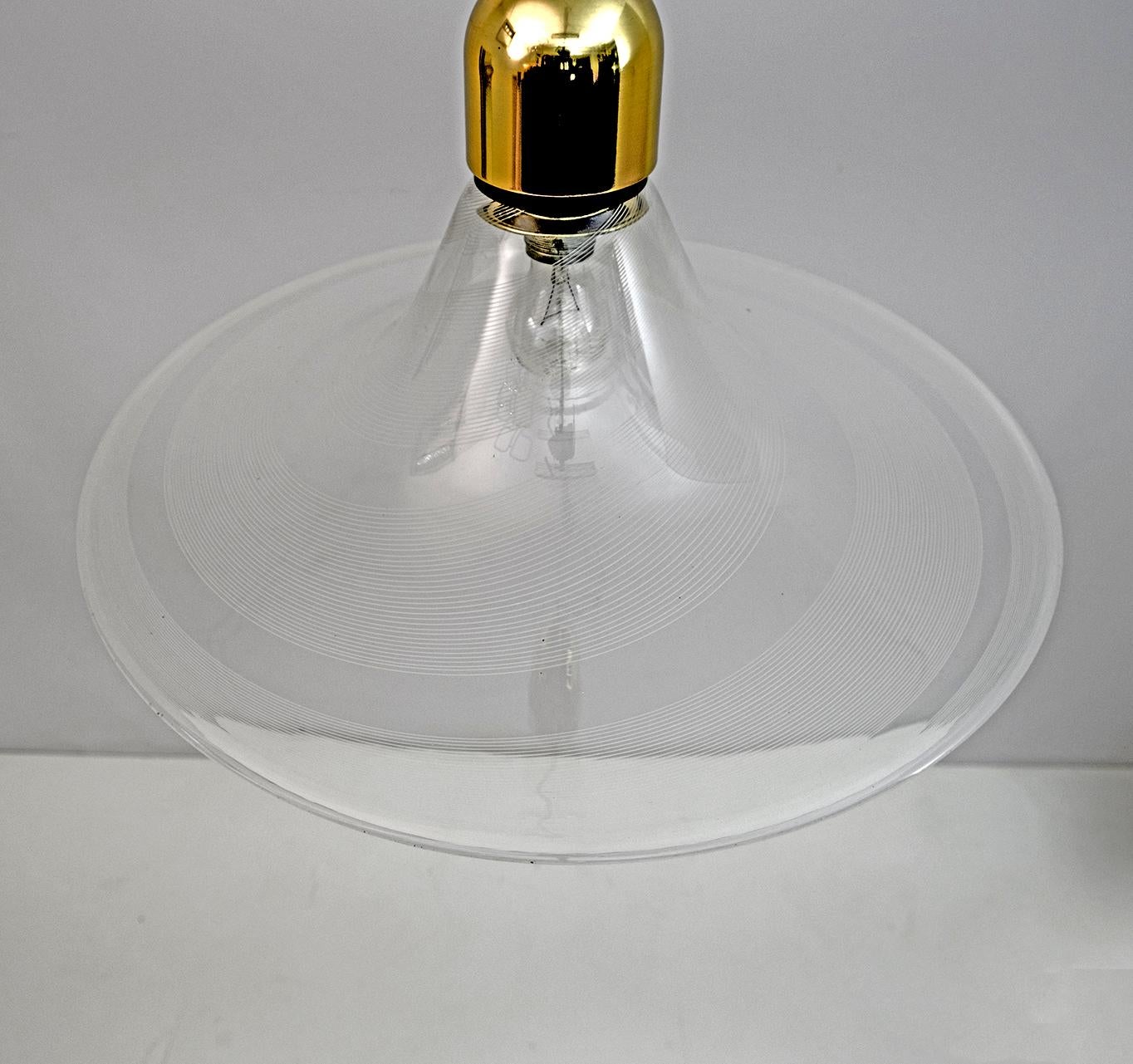 Mid-Century Modern Italian Murano Spiral Glass Pendant Lamp, 1970s For Sale 2
