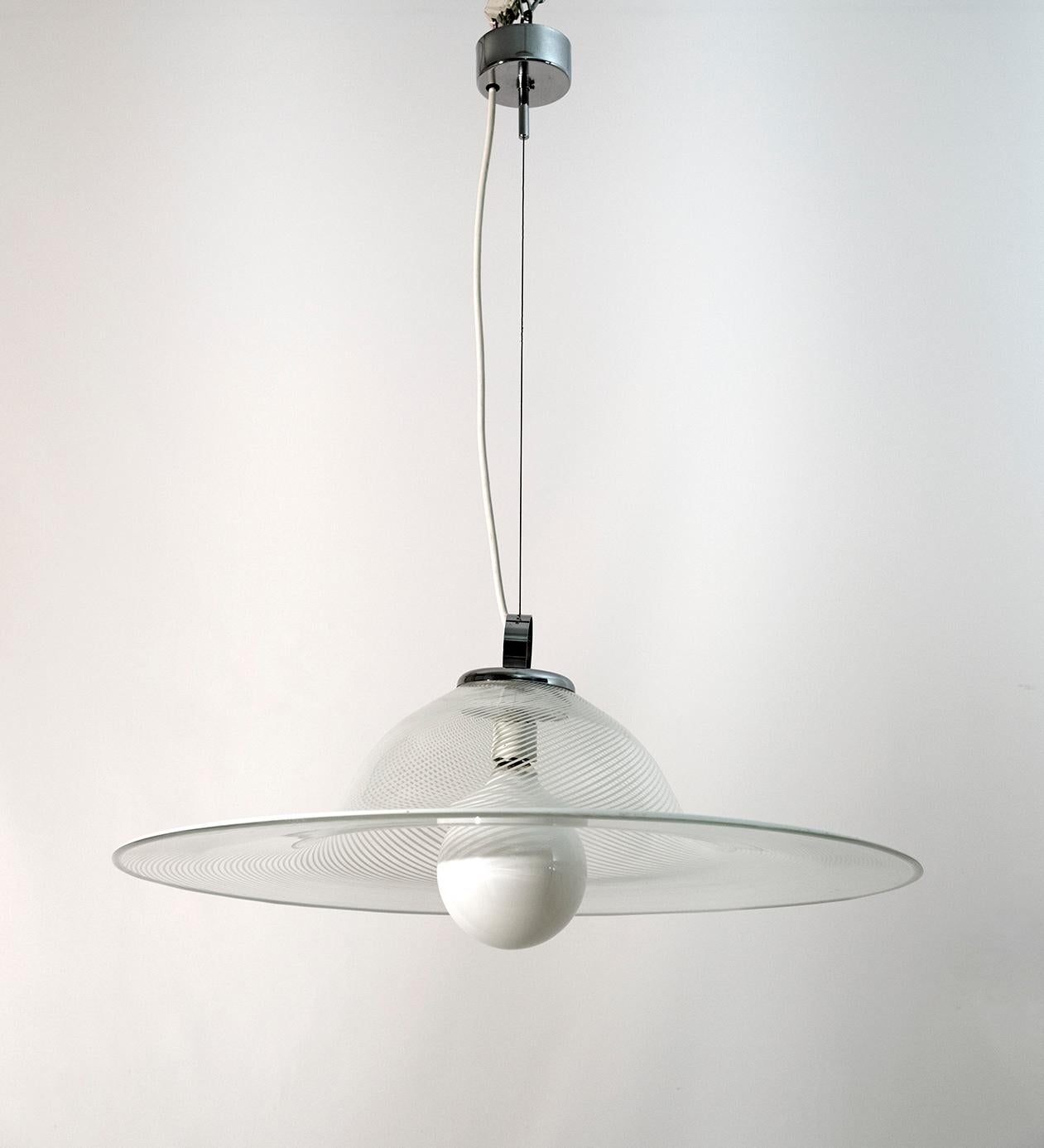 Mid-Century Modern Italian Murano Spiral Glass Pendant Lamp, 1970s For Sale 2