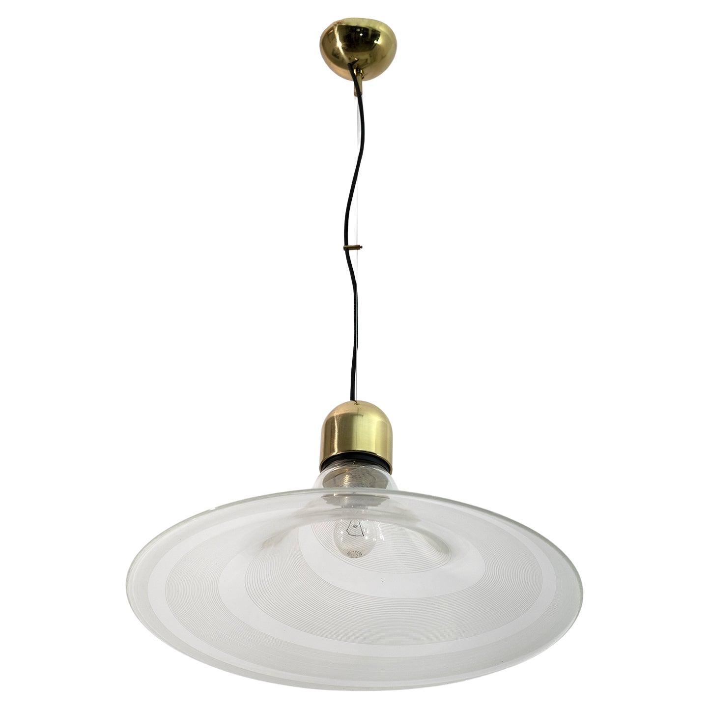 Mid-Century Modern Italian Murano Spiral Glass Pendant Lamp, 1970s For Sale