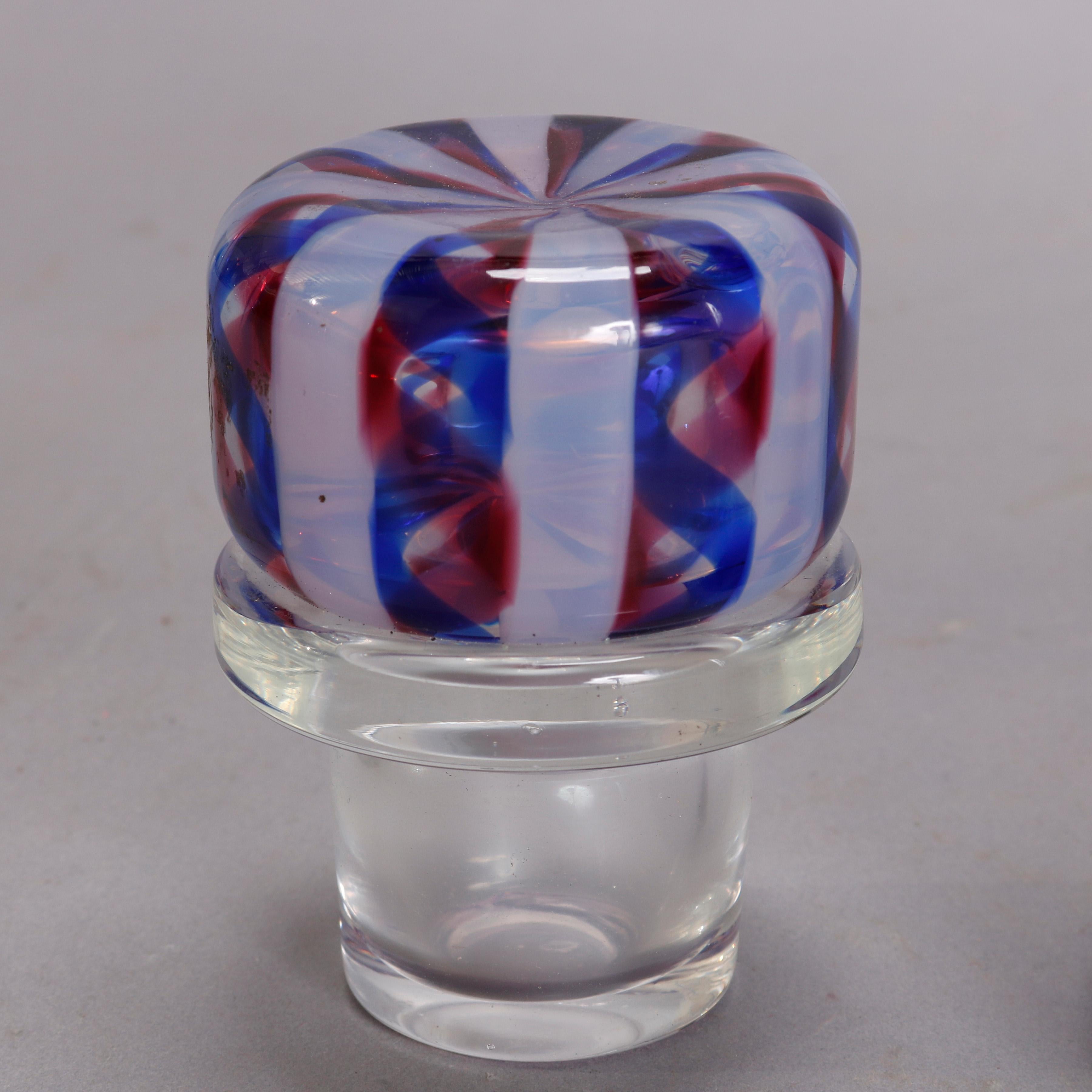 Mid-Century Modern Italian Murano Swirl Glass Spirits Decanter, circa 1940 In Good Condition In Big Flats, NY