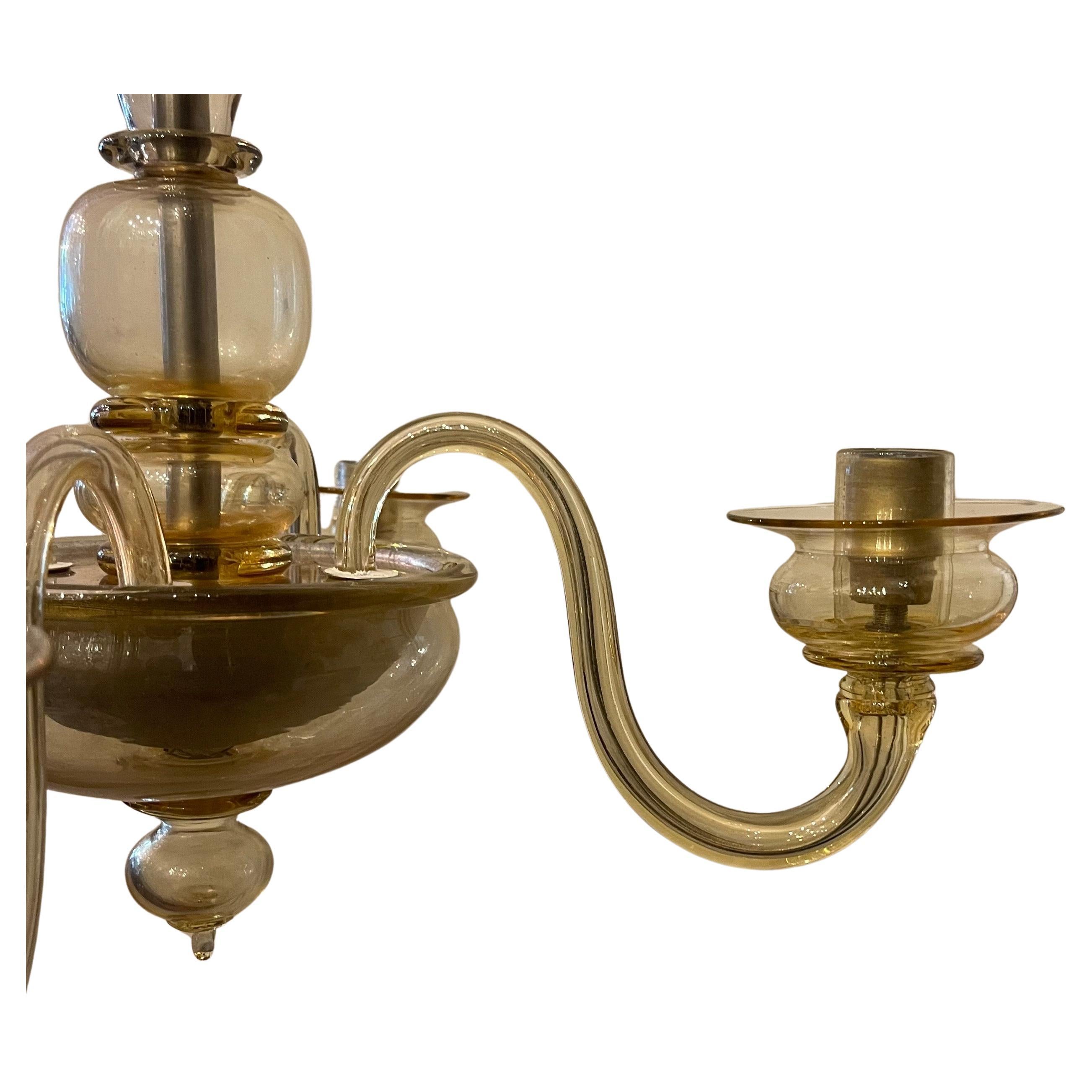 Mid-Century Modern Italienischer Murano Venetian Gold Barovier Seguso Kronleuchter (20. Jahrhundert) im Angebot