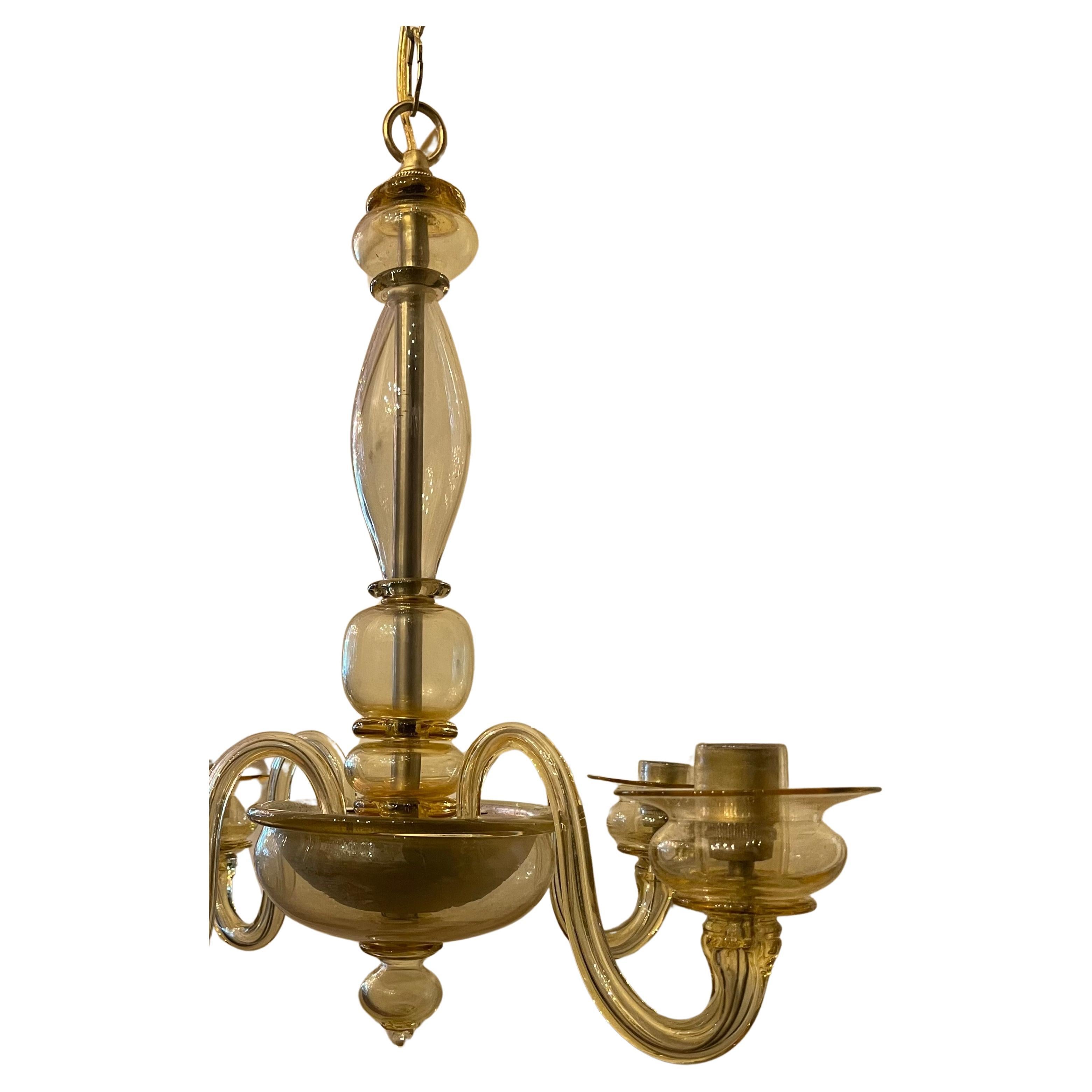 Mid-Century Modern Italienischer Murano Venetian Gold Barovier Seguso Kronleuchter (Glaskunst) im Angebot