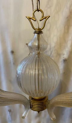 Mid-Century Modern Italian Murano Venetian Gold Flake Barovier Seguso Fixture