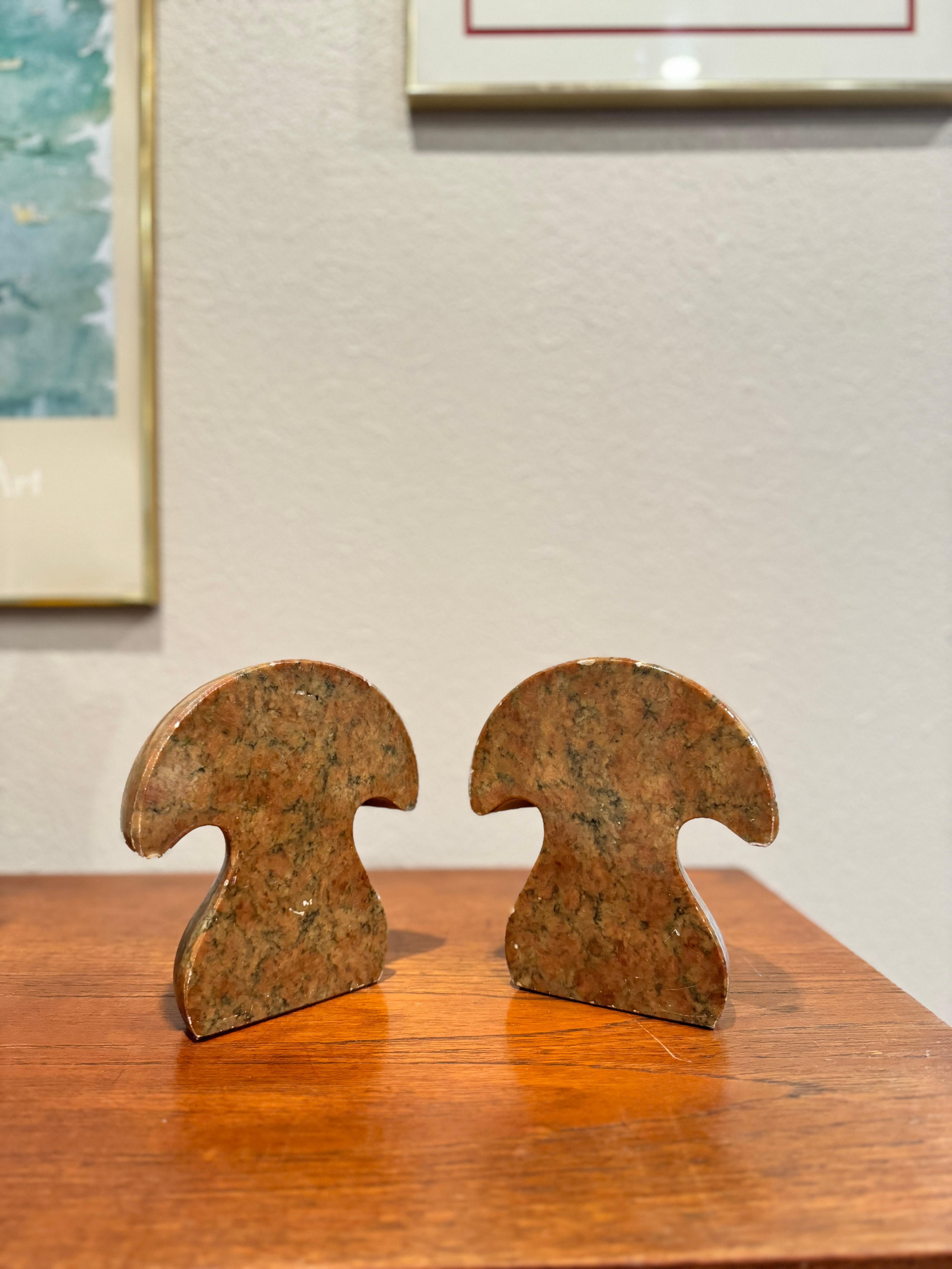 Mid-Century Modern Mid century modern Italian mushroom bookends made of solid Alabaster marble For Sale