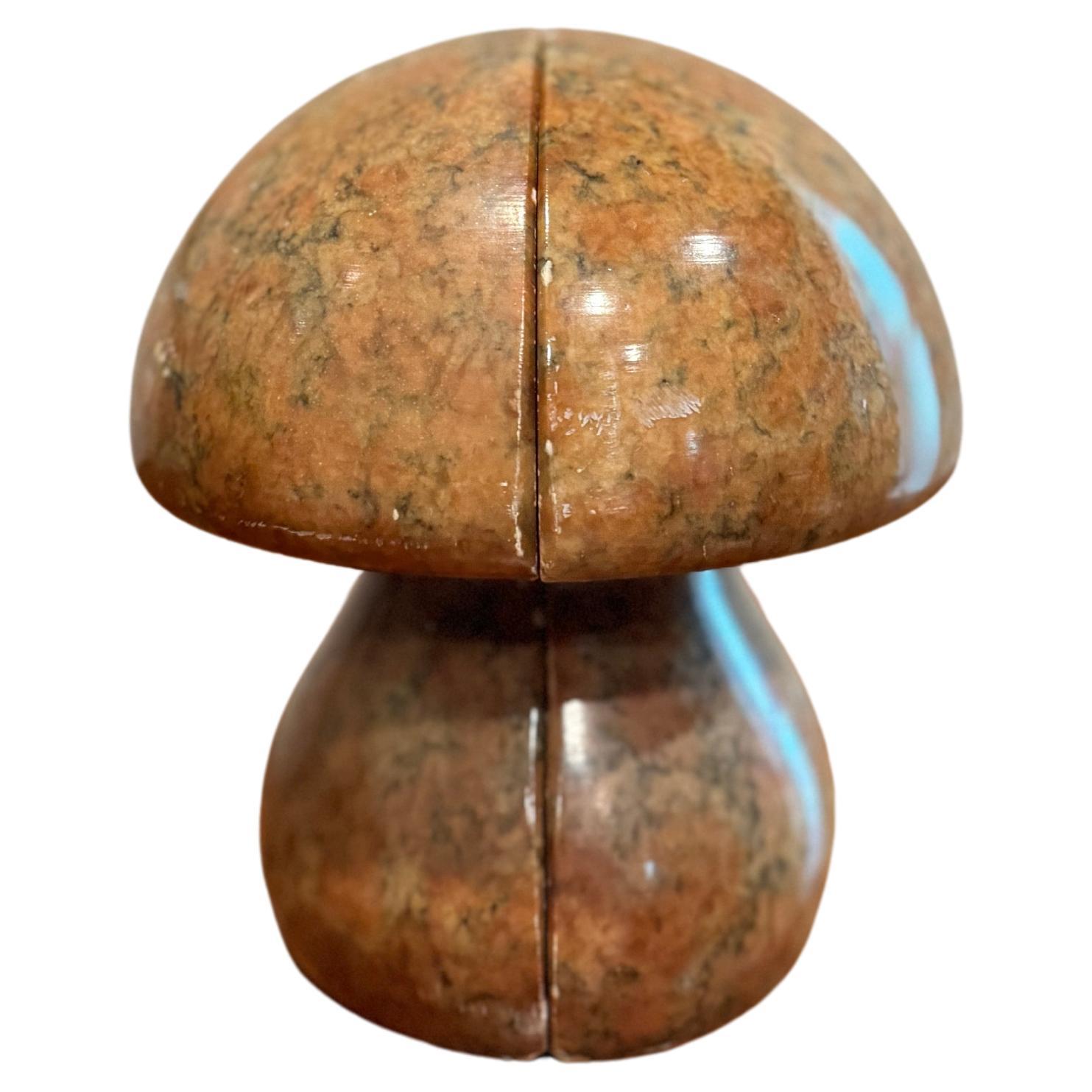 Mid century modern Italian mushroom bookends made of solid Alabaster marble For Sale