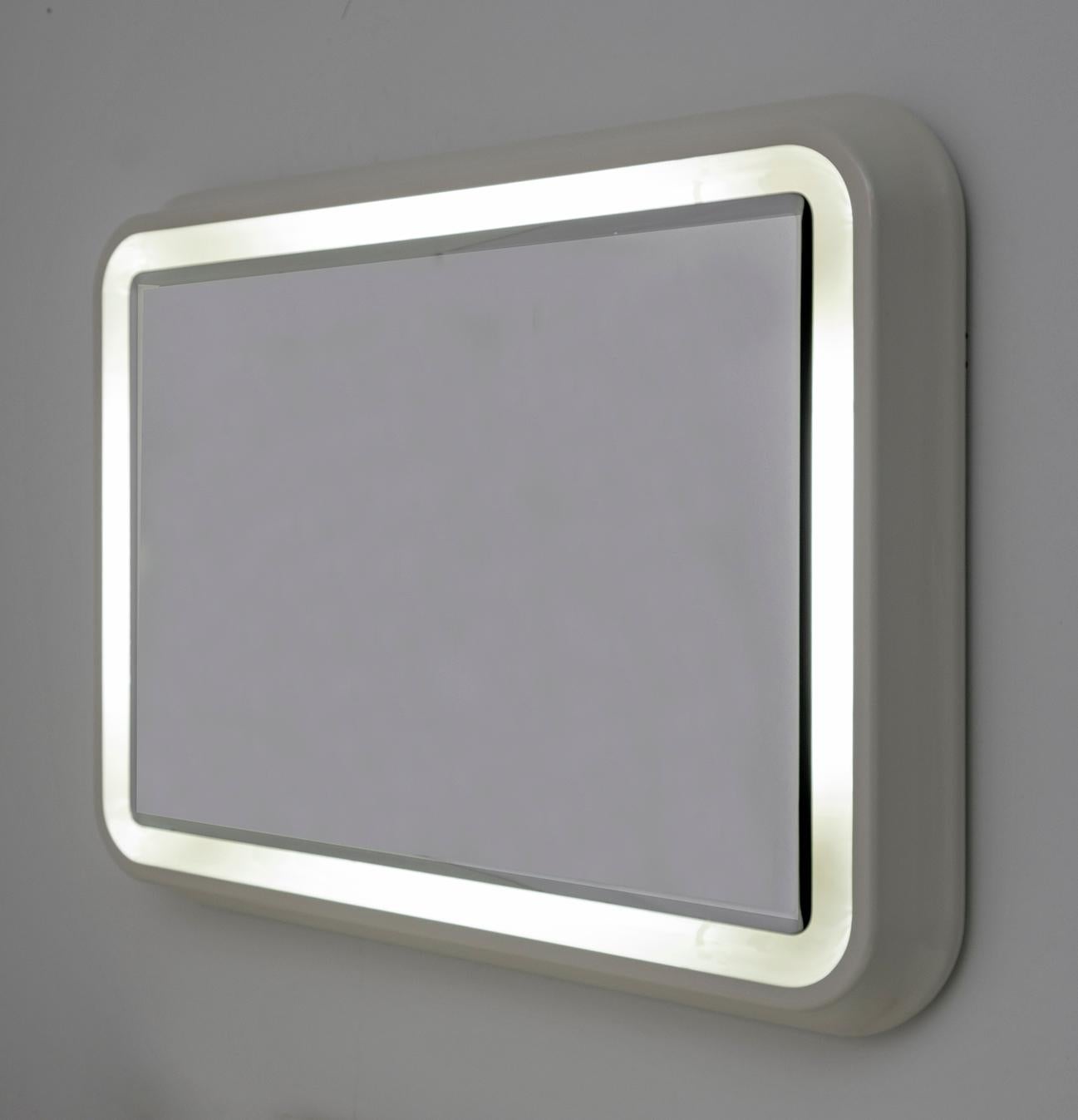 Late 20th Century Mid-Century Modern Italian Neon Backlit Mirror, 1970s For Sale