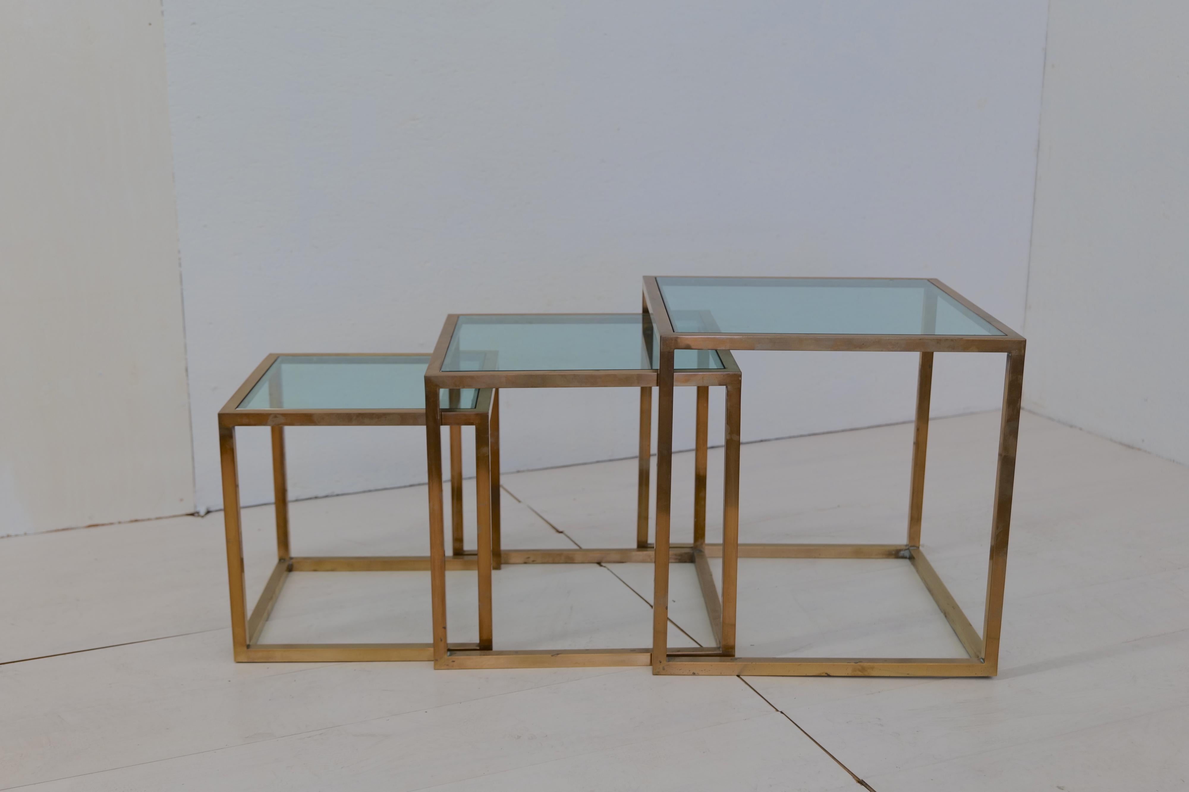 Brass Mid-Century Modern Italian Nest Side Table, 1960s For Sale