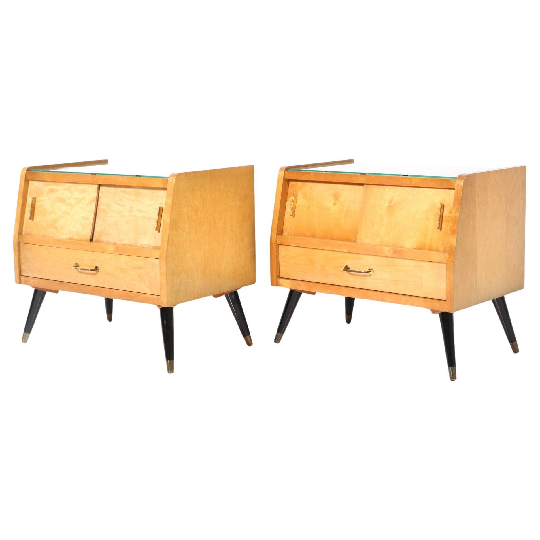  Mid-Century Modern Italian Nightstands or Bedside Tables, 1960s For Sale